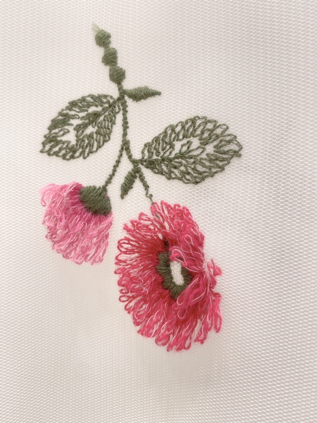 刺繡粉花紗上衣