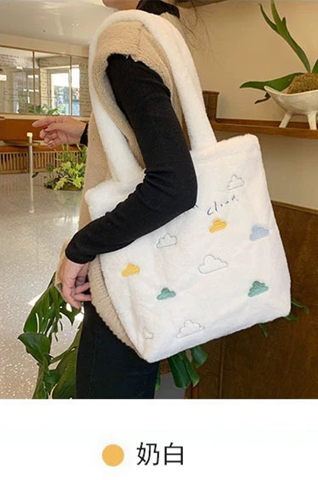毛絨絨雲朵肩背包-三色預購