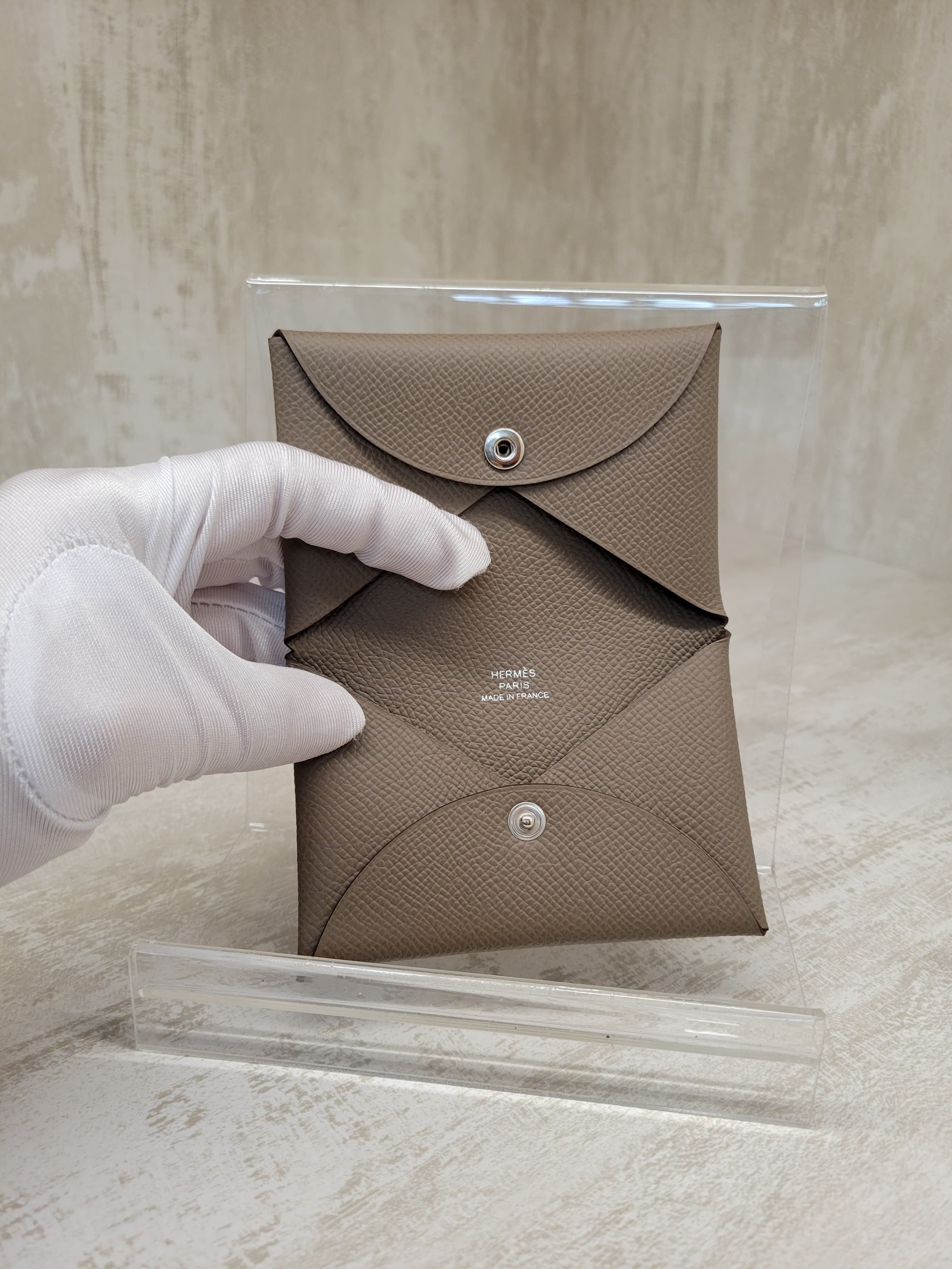 HERMES CALVI ETOUPE EPSOM 卡包 大象灰