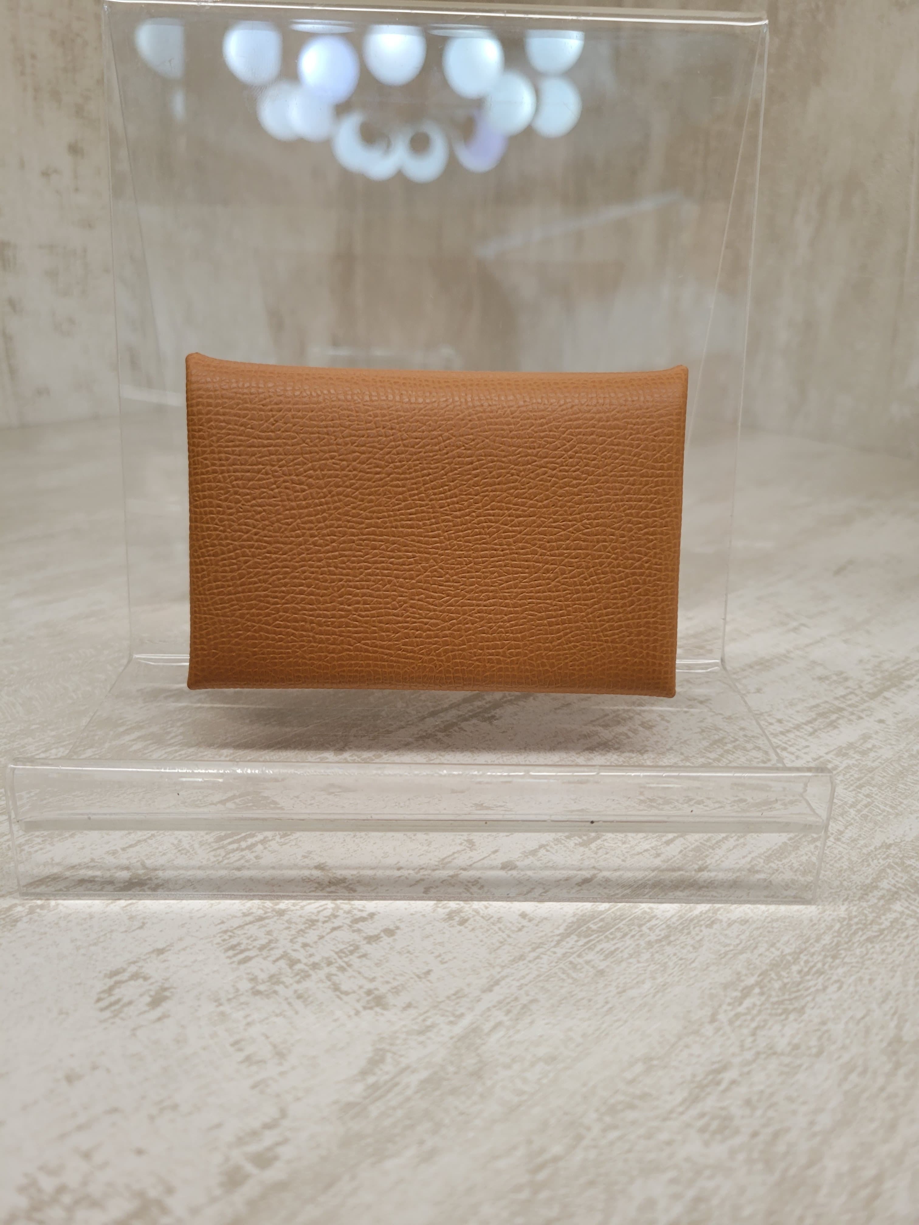 HERMES CALVI  GOLD EPSOM 卡包 金棕