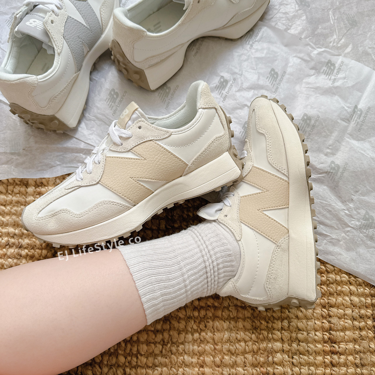 NEW BALANCE 327 NB 海鹽杏 麂皮 仿皮革 女鞋 WS327KG / 現貨