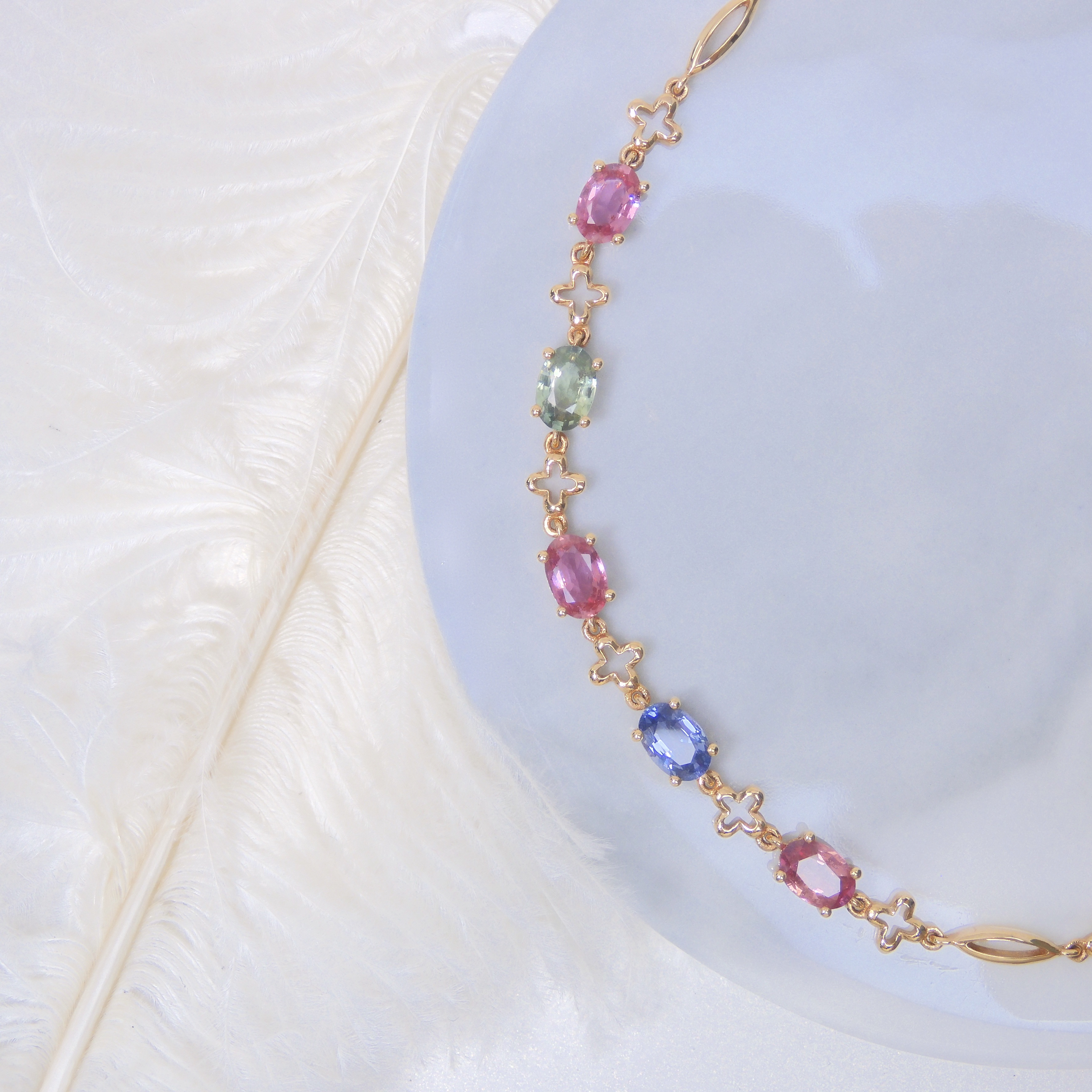 18K金 2.72ct 彩色藍寶石手鏈