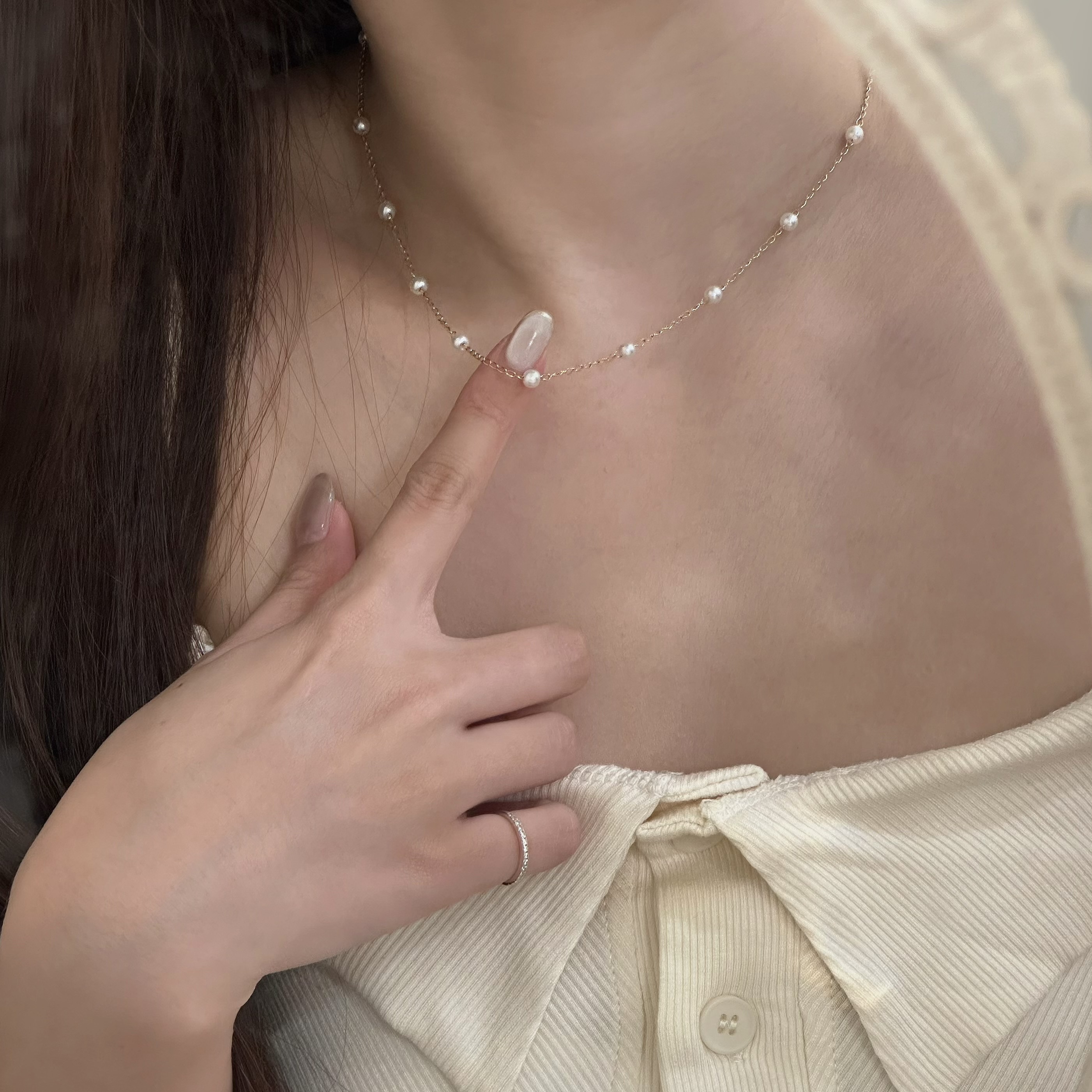 【鈦鋼】珍珠頸鏈