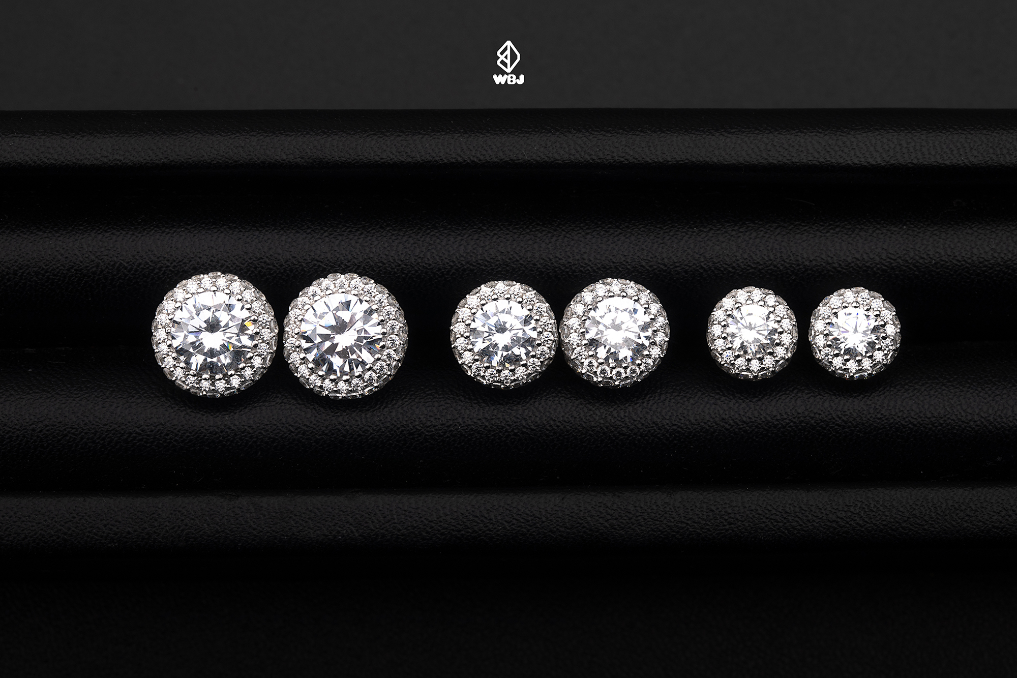 經典款｜圓型群鑲寶石耳釘純銀