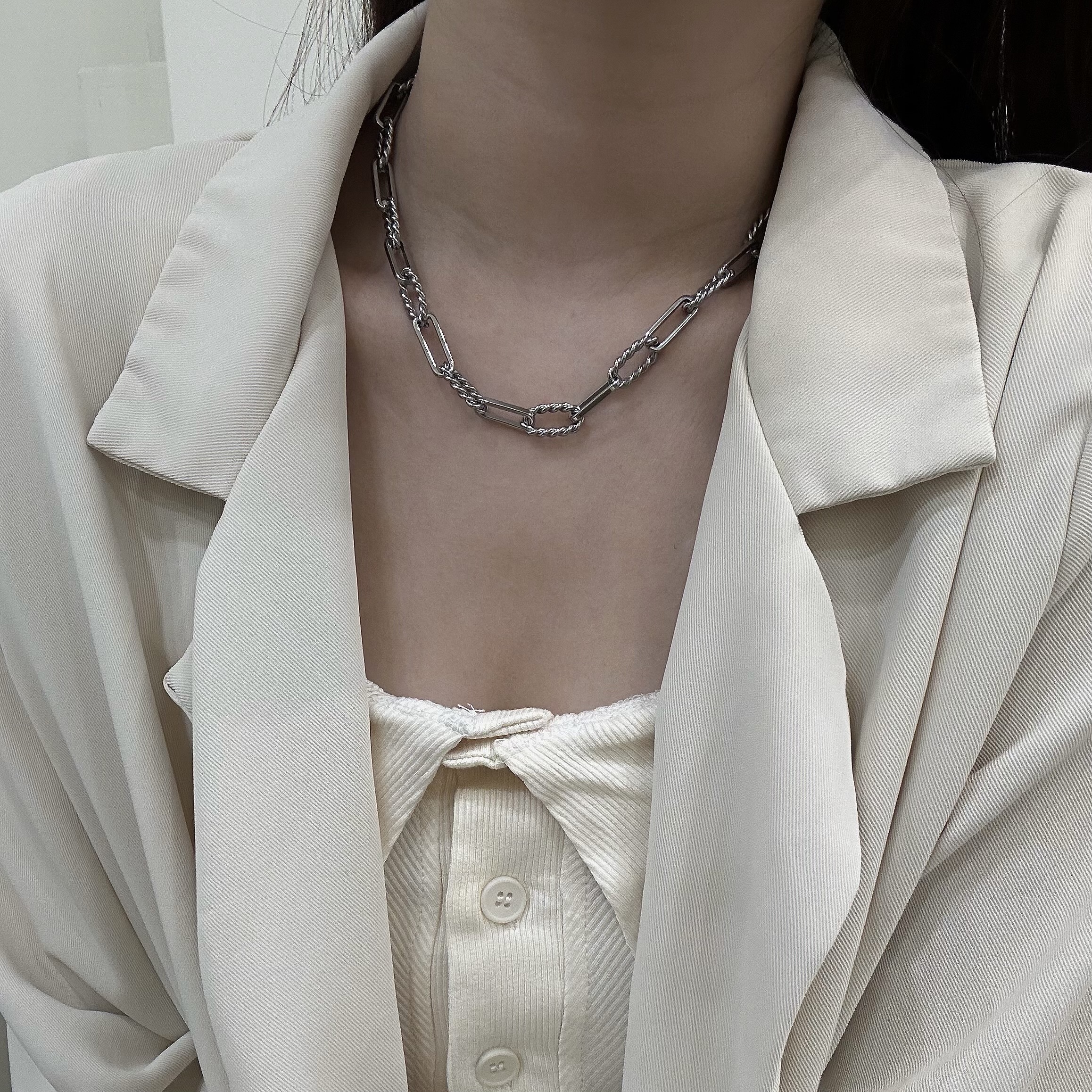 【鈦鋼】麻花鏈條粗款頸鏈