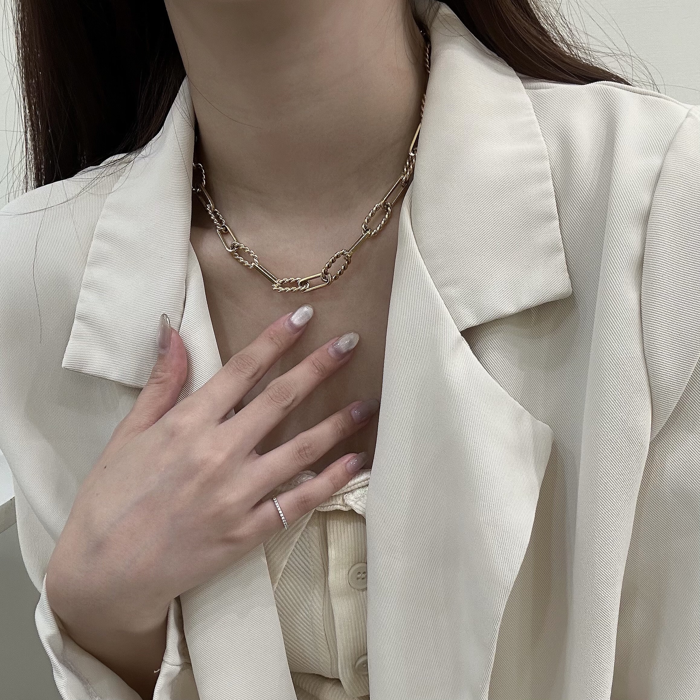 【鈦鋼】麻花鏈條粗款頸鏈