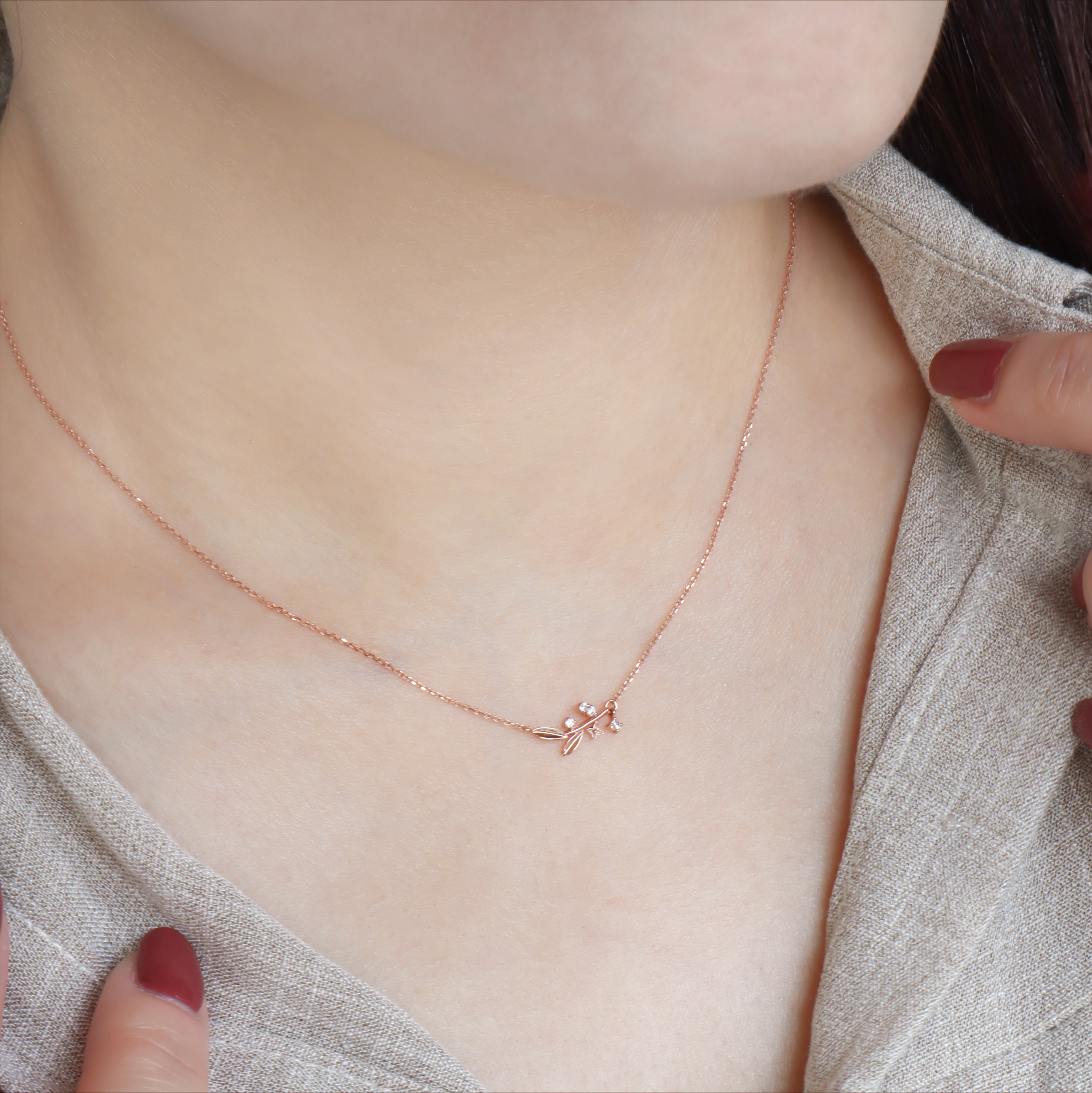 10K/細葉光影項鍊