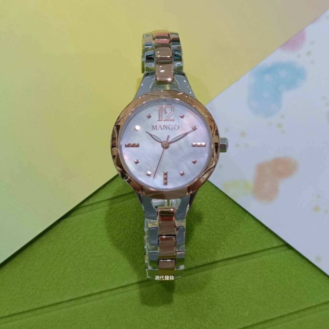 【MANGO】貝殼時尚半金腕錶MA6735L-11T 27mm 現代鐘錶