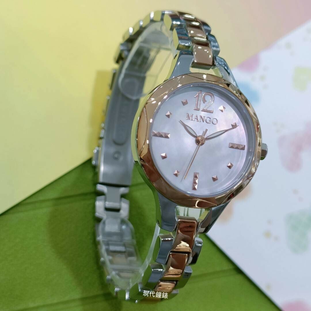 【MANGO】貝殼時尚半金腕錶MA6735L-11T 27mm 現代鐘錶