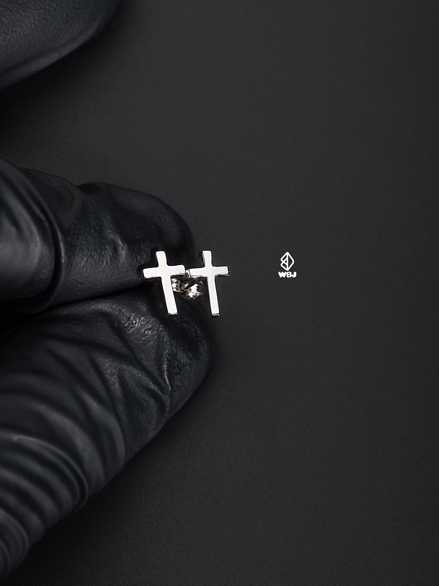 素面十字架純銀耳釘耳環