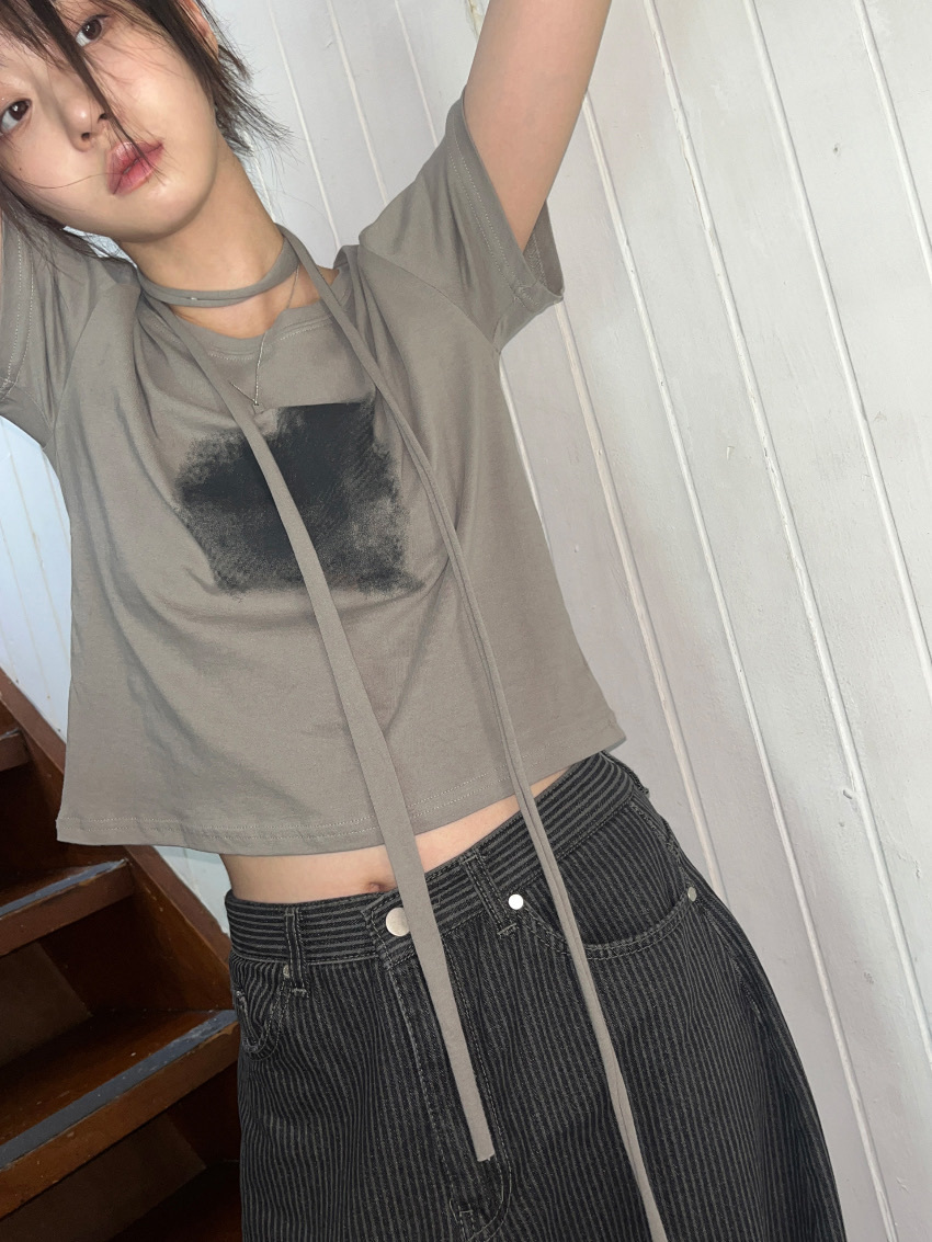 【優惠現貨】韓國附頸繩塗鴉TEE（3色）