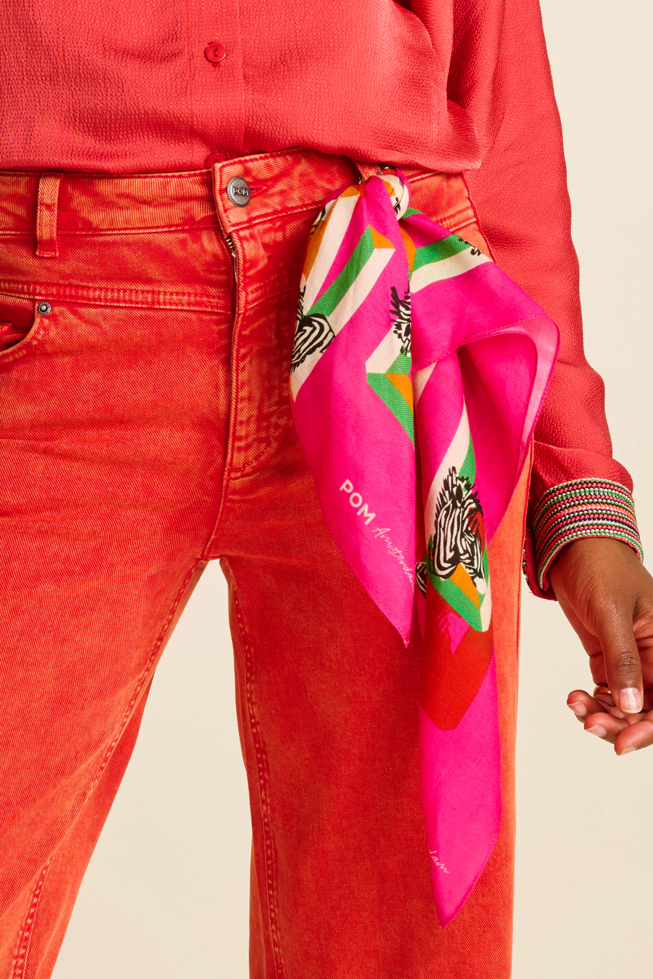 POM 手繪印花圍巾