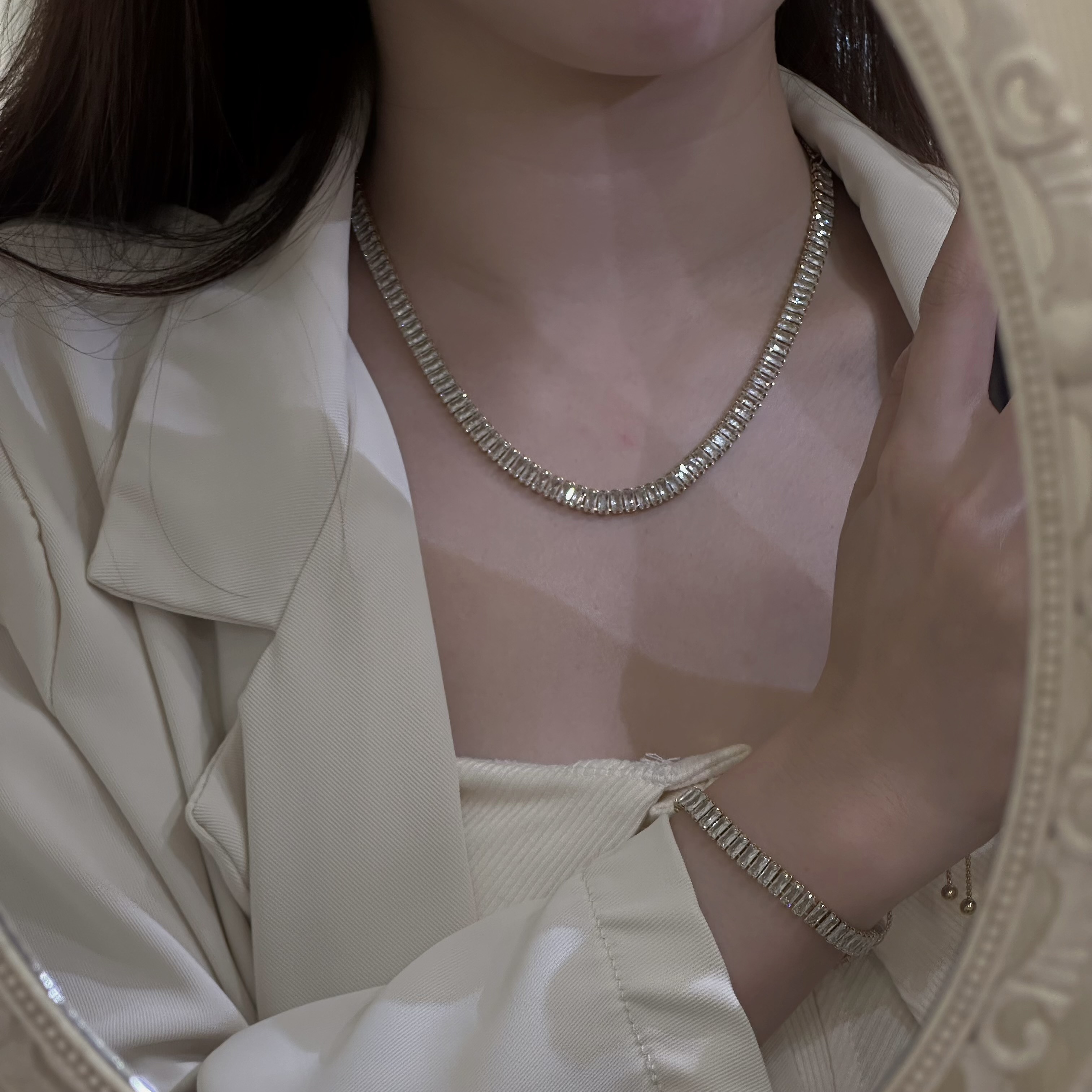 【鈦鋼】鋯石伸縮頸鏈/手鏈