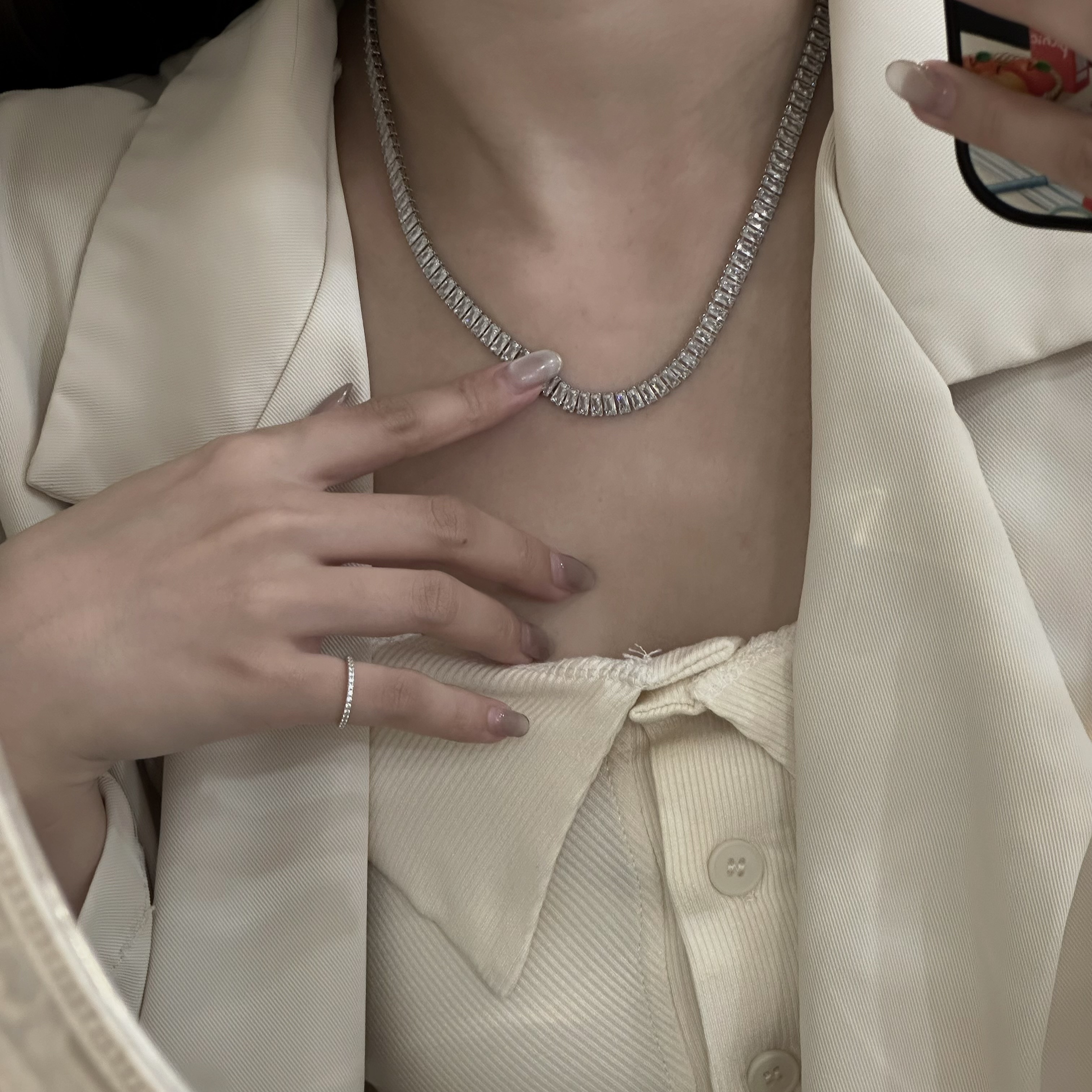 【鈦鋼】鋯石伸縮頸鏈/手鏈