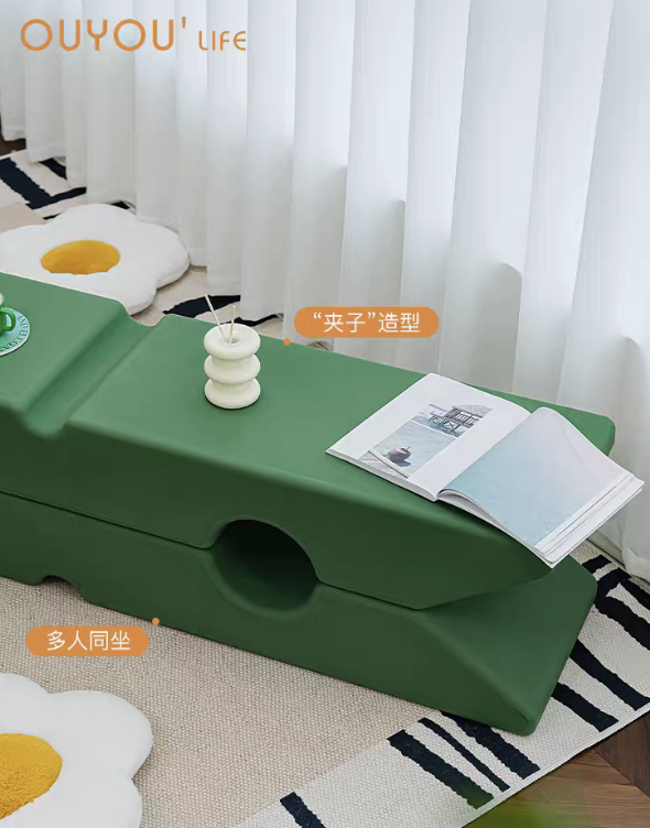 歐又 客廳夾子長條凳 (綠色-小號PE)