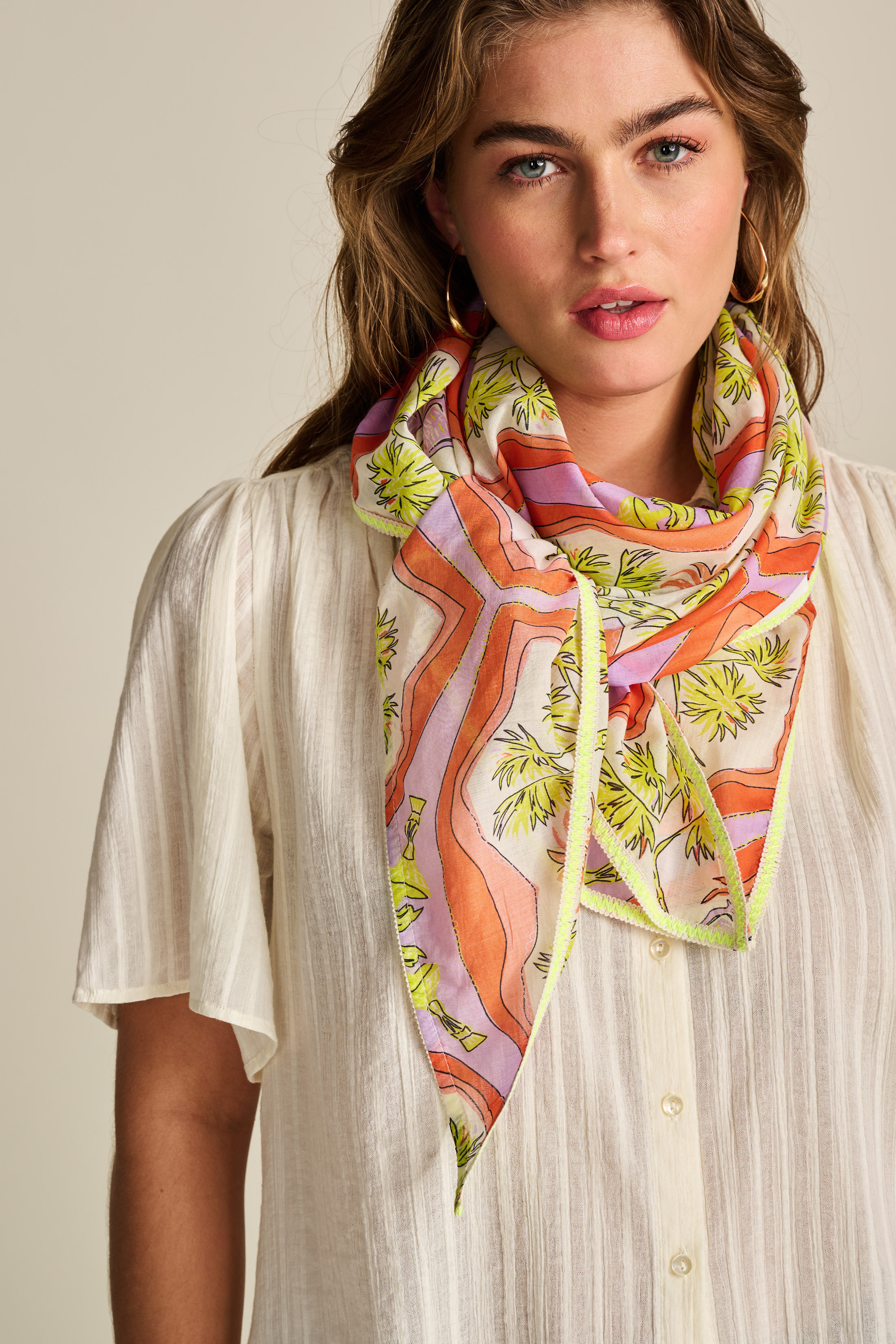 POM 手繪印花圍巾