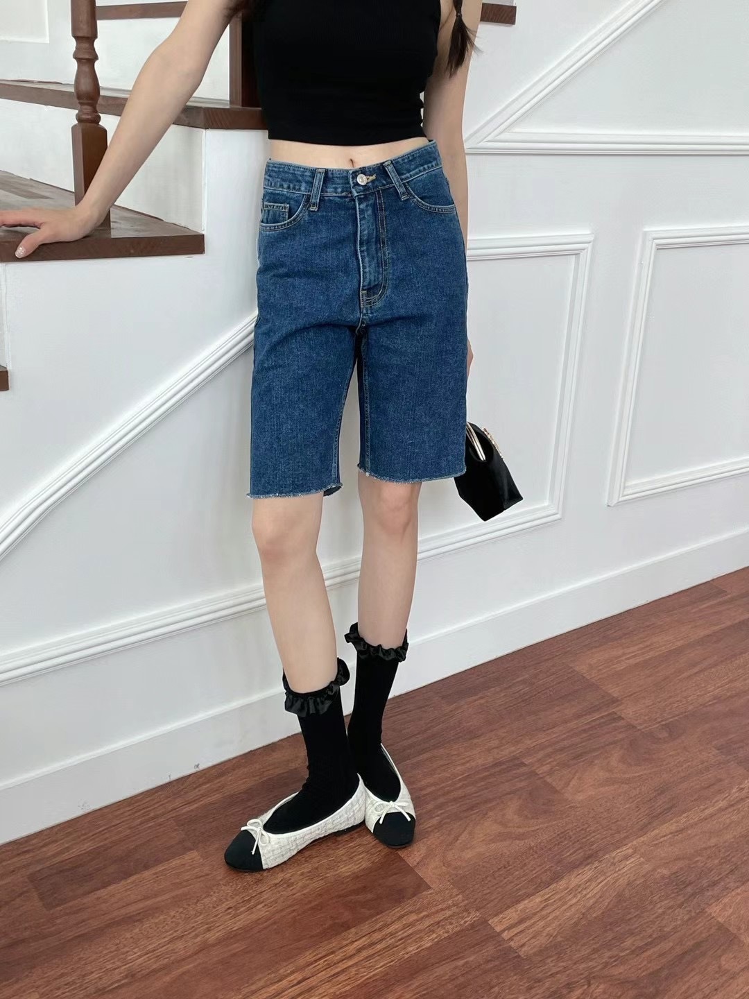 貼身五分牛仔褲