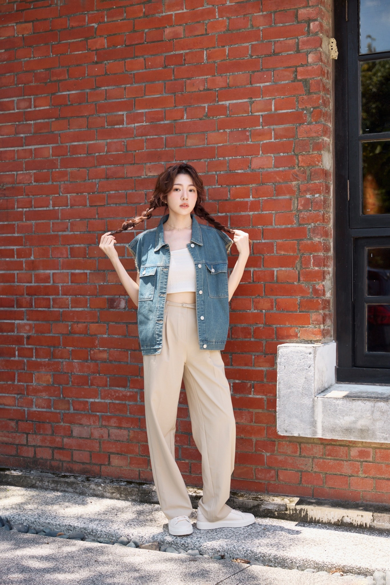 『最後現貨』guten made/誰穿誰好看 綁帶順身打褶高腰西裝褲-杏