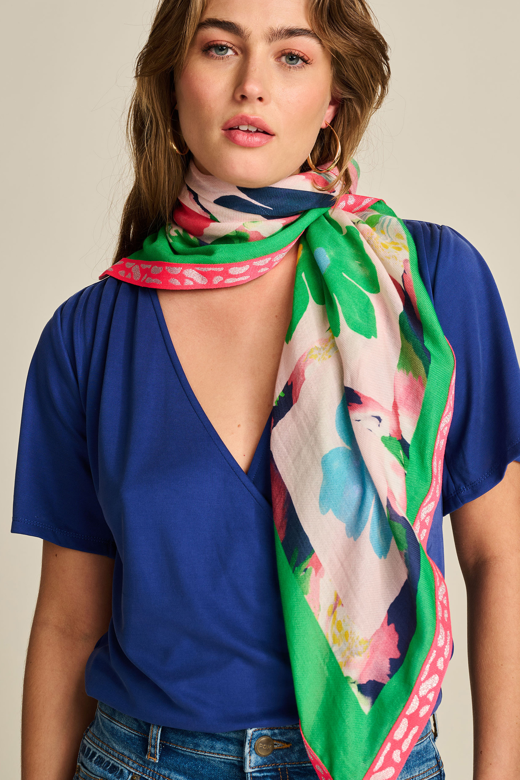 POM 手繪印花圍巾