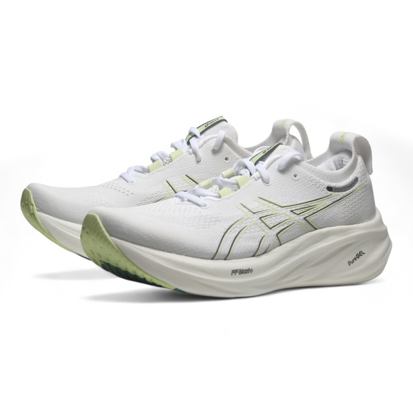 ASICS 慢跑鞋 GEL-NIMBUS 26 米白綠 彈力 頂級跑鞋 男 1011B794102