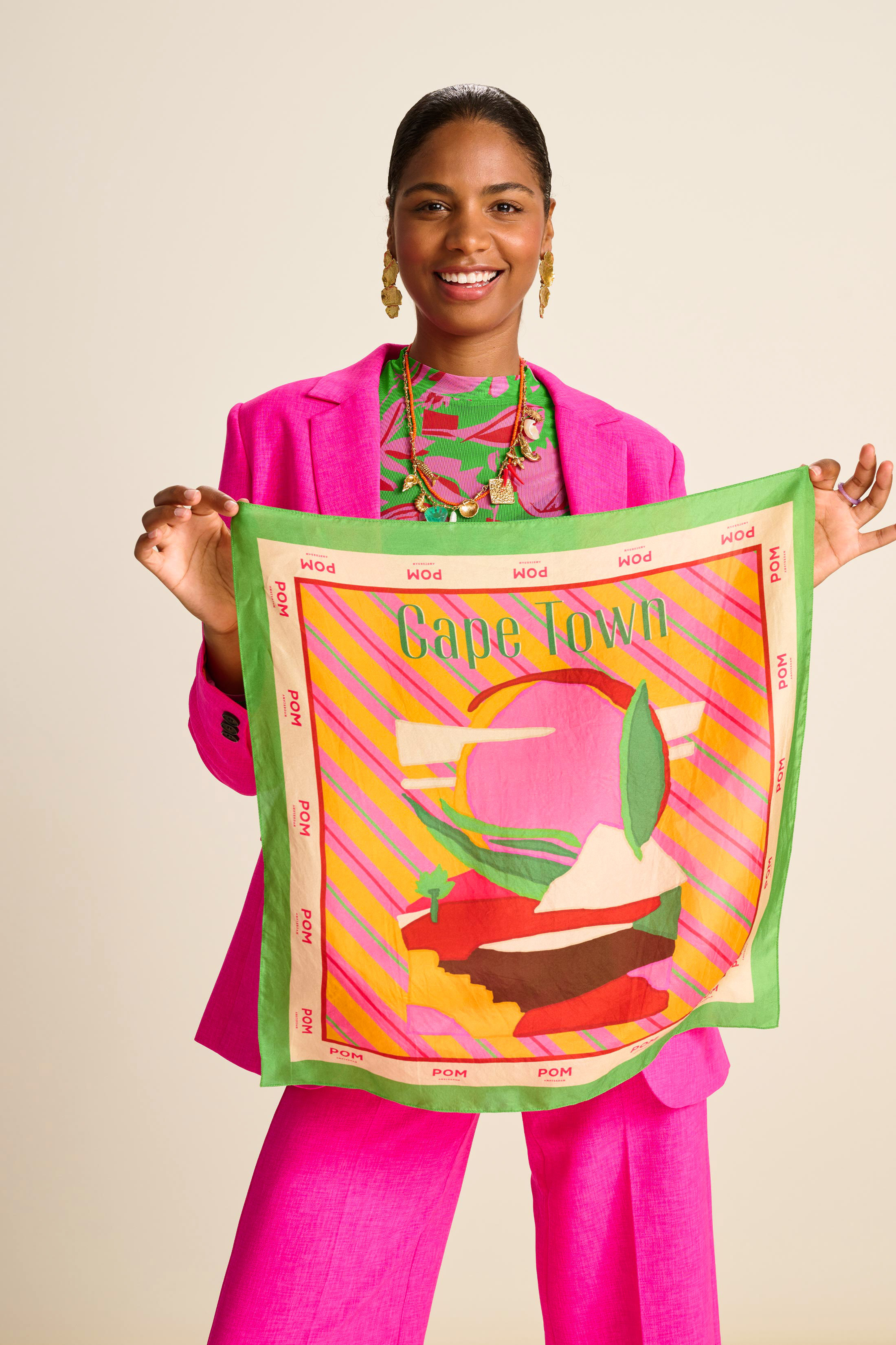 POM 手繪印花圍巾