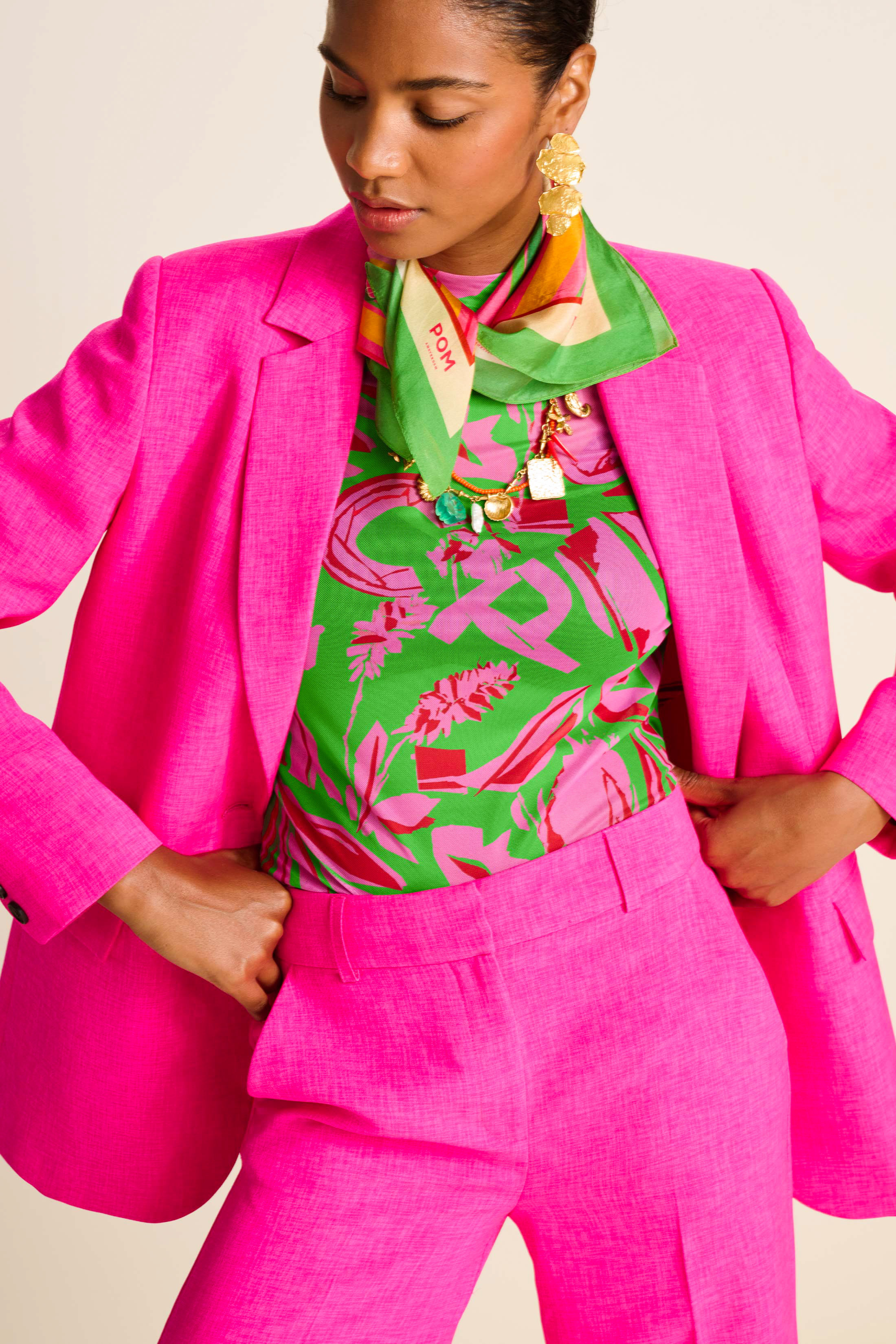 POM 手繪印花圍巾