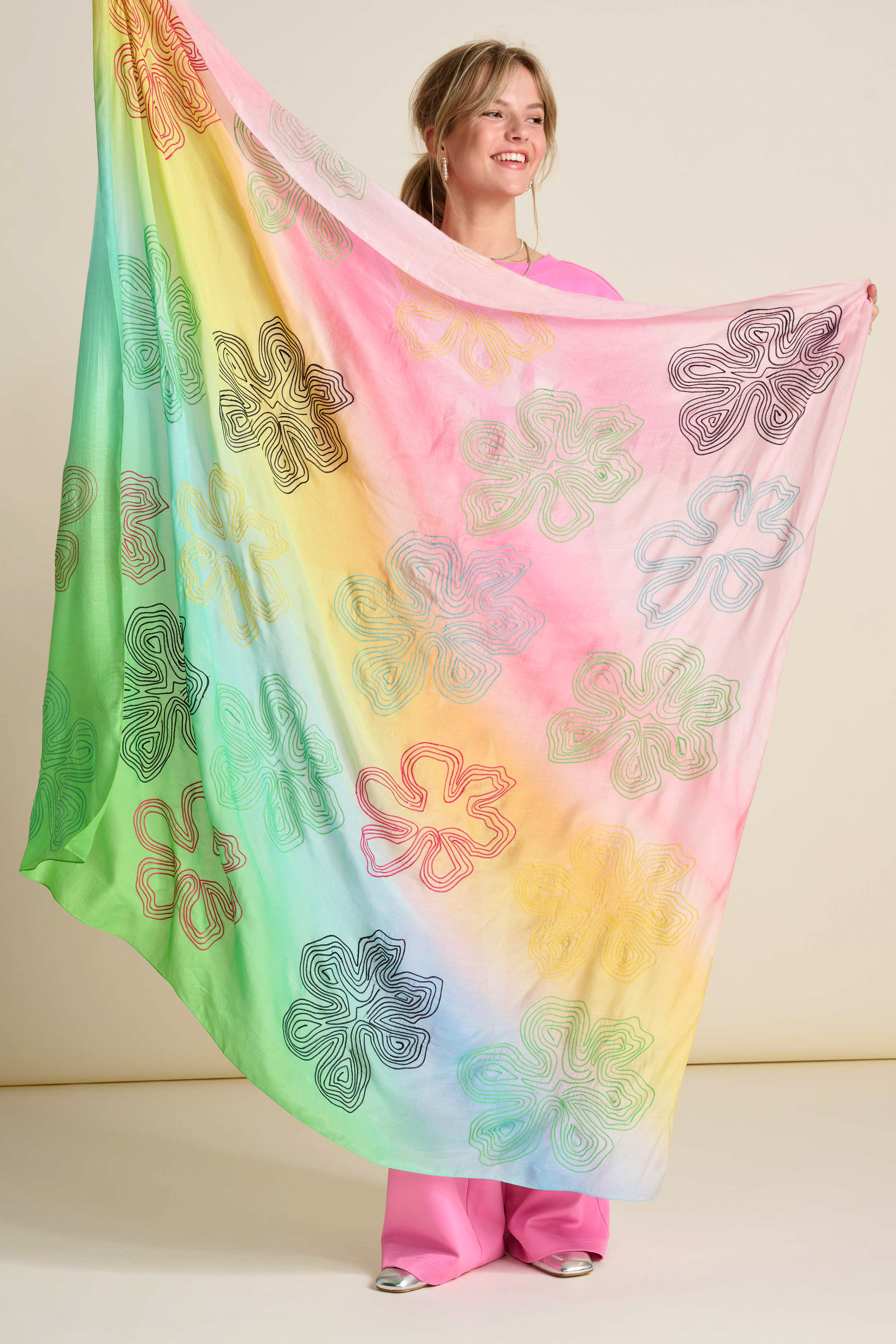 POM 手繪印花圍巾