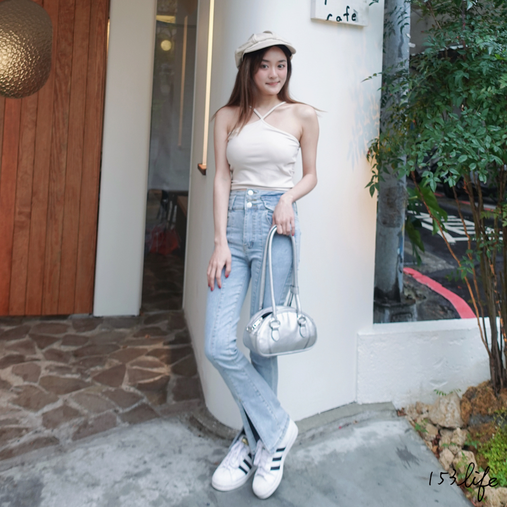 |現貨|三釦高腰彈性緊身前開衩牛仔褲(S-XL)