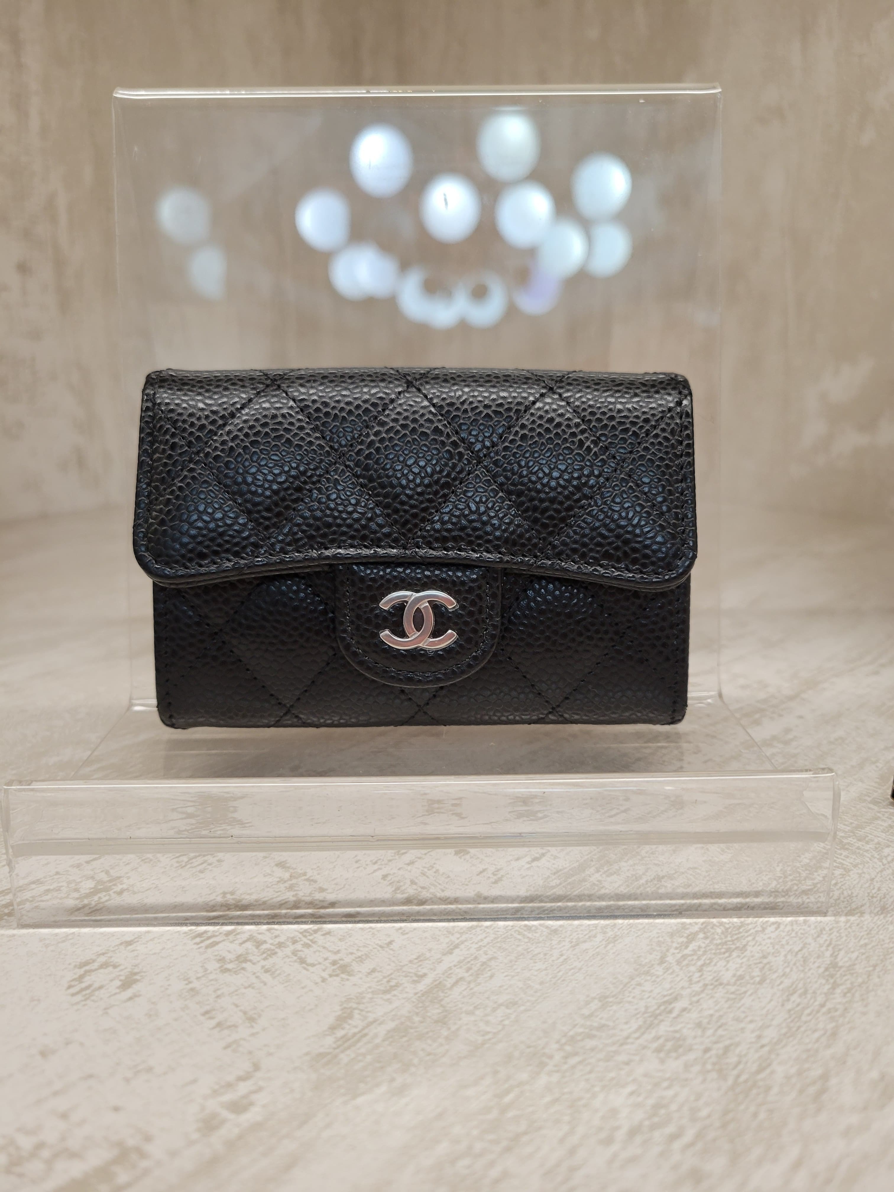 Chanel  AP0214 FLAP CARD HOLDER BLACK SILVER CAVIAR 卡包黑色銀扣牛皮