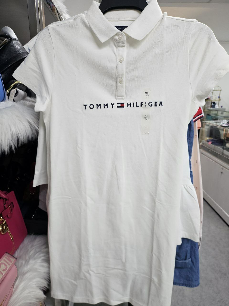 [S] TOMMY HILFIGER KIDS POLO DRESS,WHITE, 71J4151-100 (STH799)