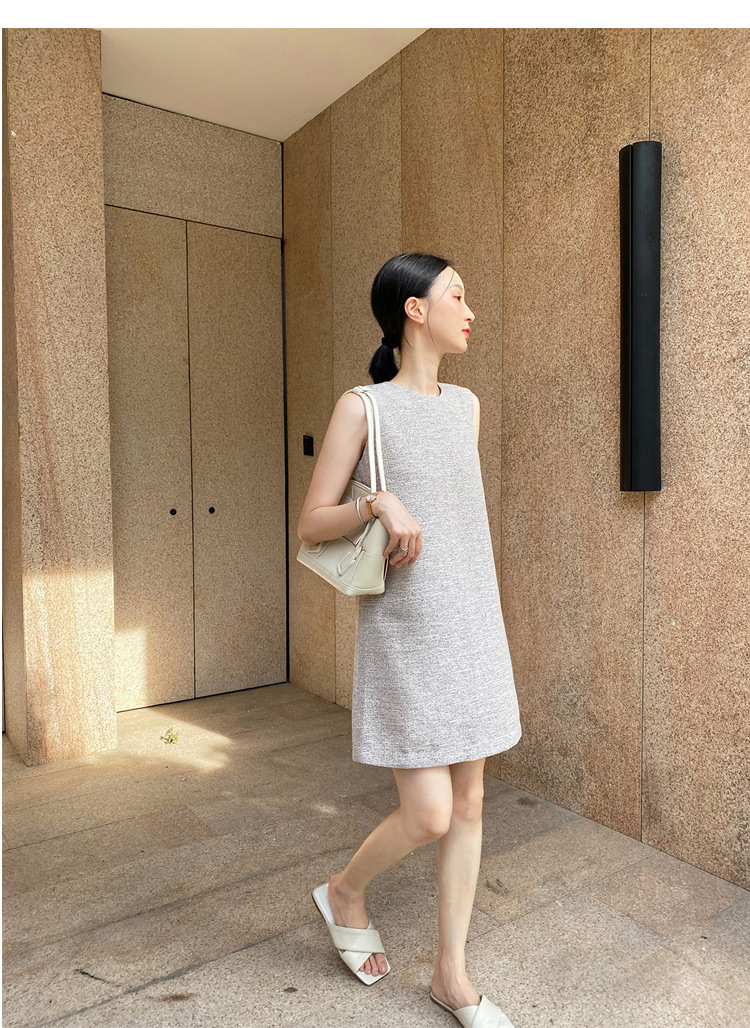 簡約小香挺版小洋裝(灰/卡其)