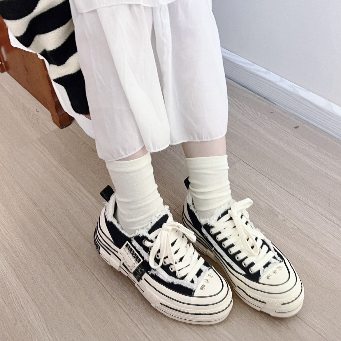 XVESSEL G.O.P Double Rise 雙層厚底解構帆布鞋 黑/白兩色