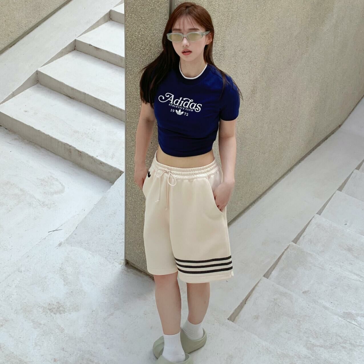 ADIDAS BABY TEE GRX 短版 短袖 草寫LOGO 滾邊 美式 女款 藍 IX3544 白 IX3532 綠 IY5238 / 調貨