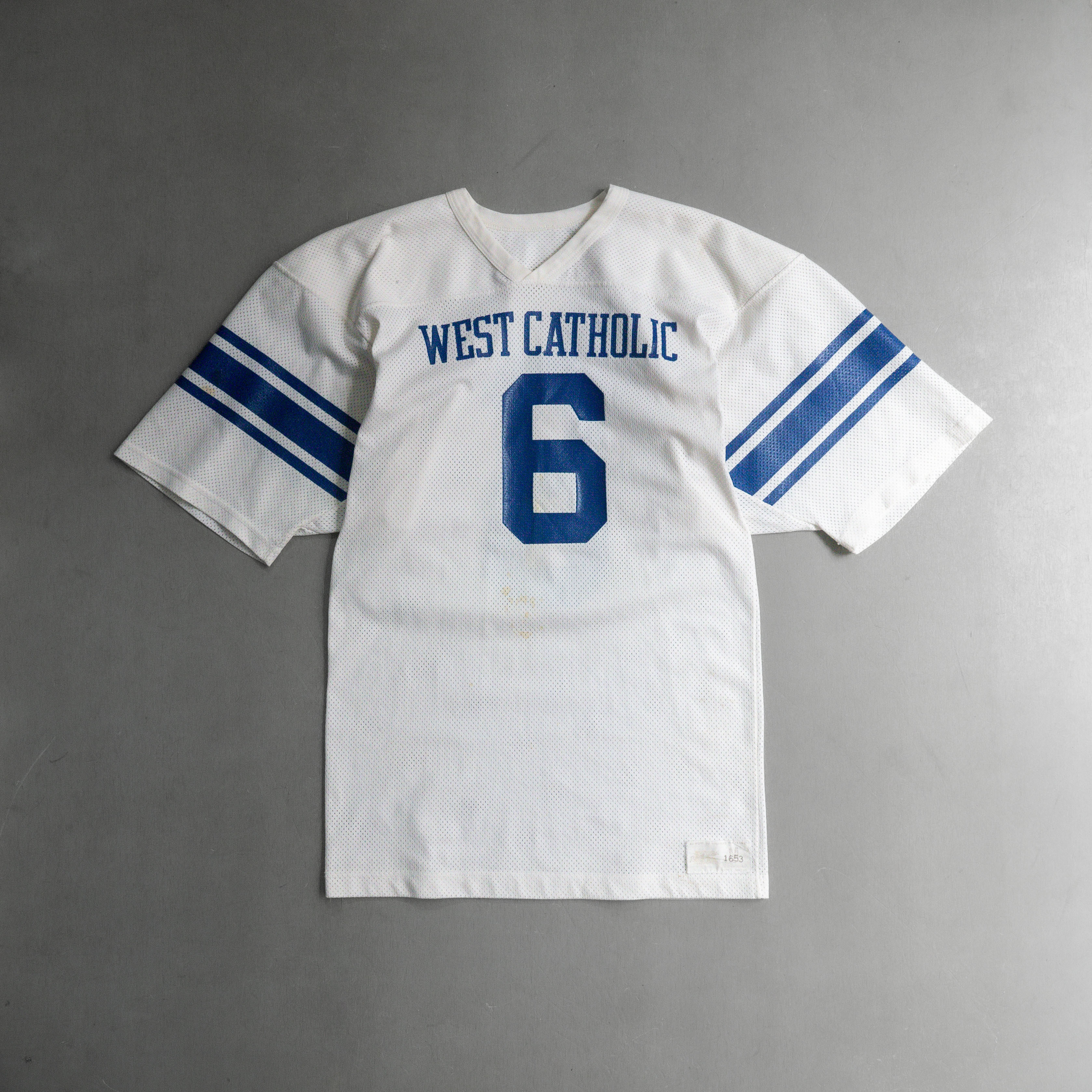 70S RUSSELL ATHLETIC JERSEY 美國製 白藍 美式足球 網眼 滾邊 短袖 球衣