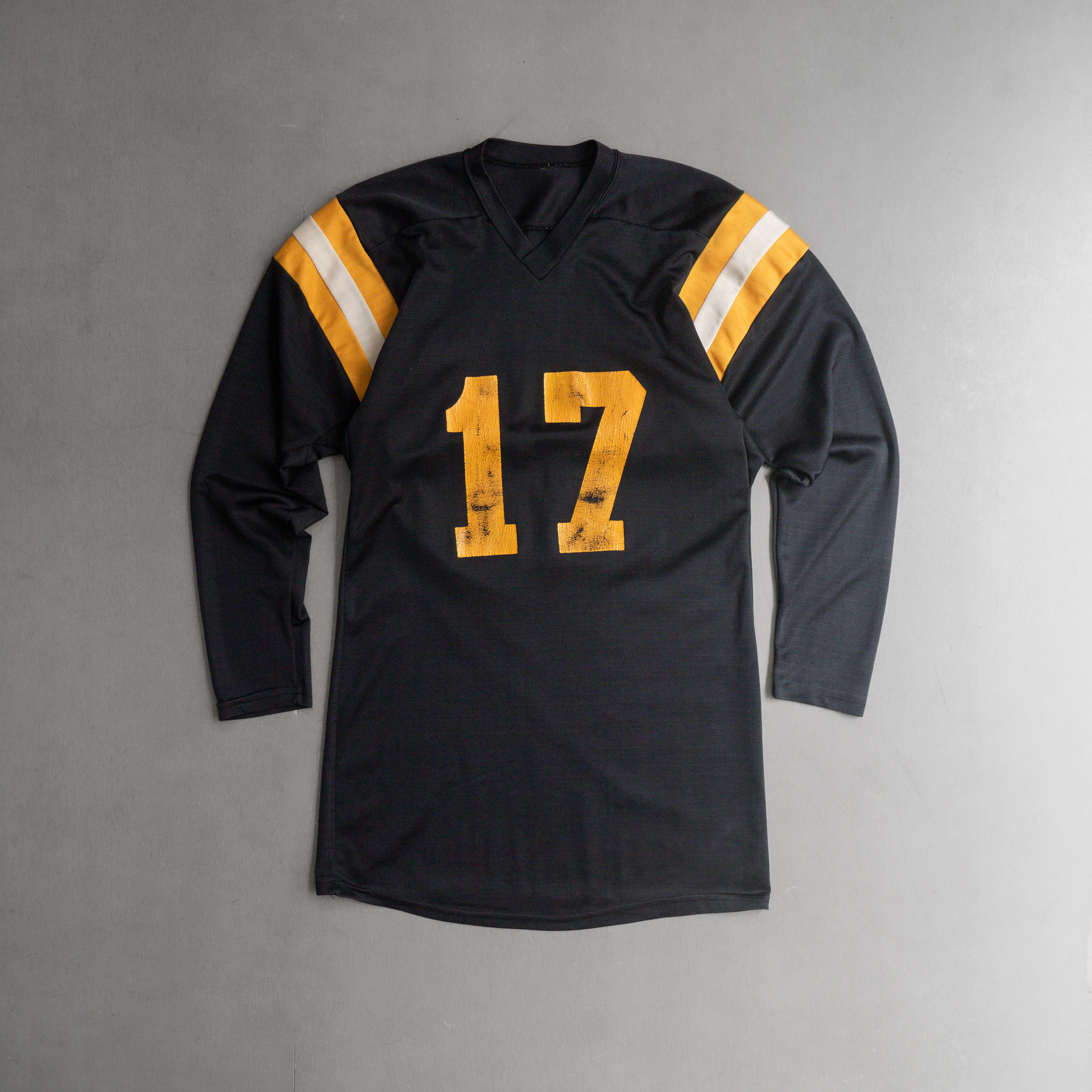 70-80S VINTAGE ATHLETIC JERSEY 美國 黑黃 美式足球 滾邊 長袖 球衣