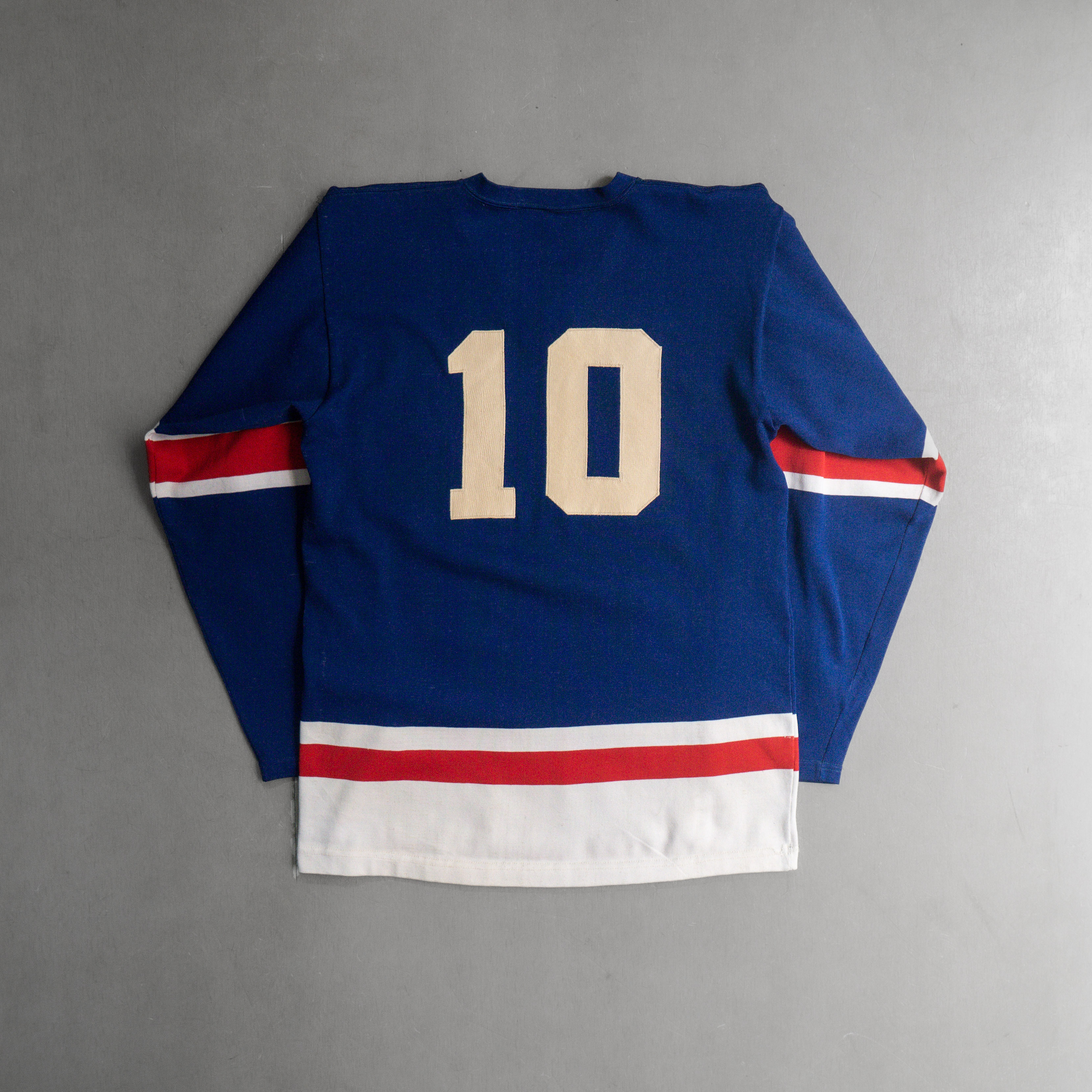 70-80S VINTAGE ATHLETIC JERSEY 美國 白藍 冰球 網眼 長袖 球衣