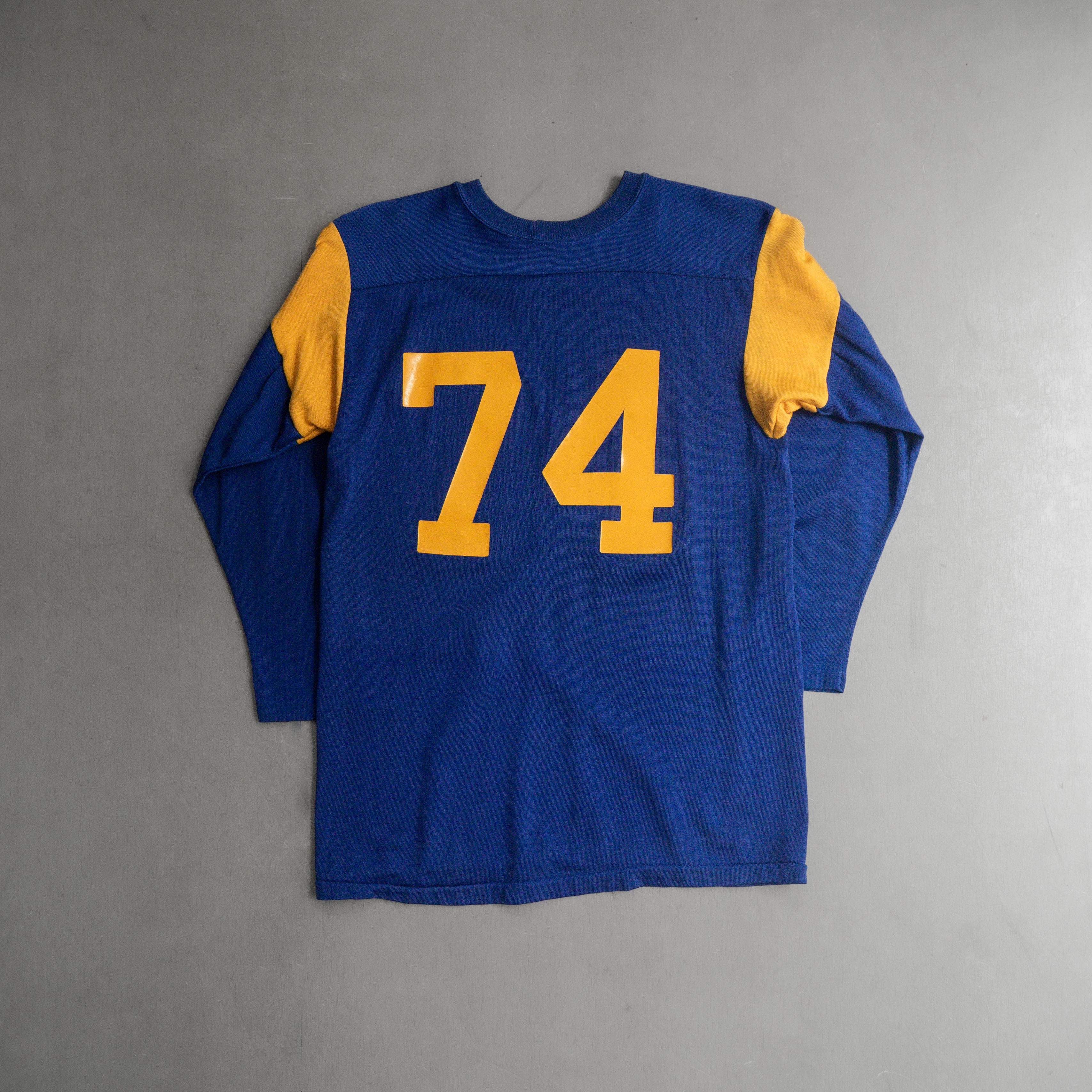 70S RAWLINGS ATHLETIC JERSEY 美國製 藍黃美式足球 網眼 滾邊 長袖 球衣