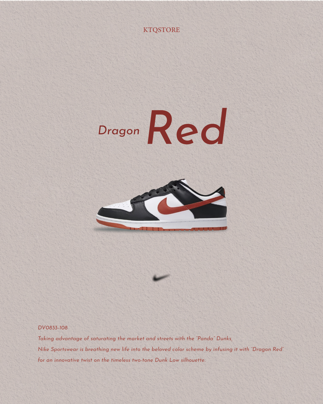 KTQ STORE ‧ NIKE DUNK LOW RETRO 'DRAGON RED' 龍魂紅 低筒 休閒鞋 DV0833-108