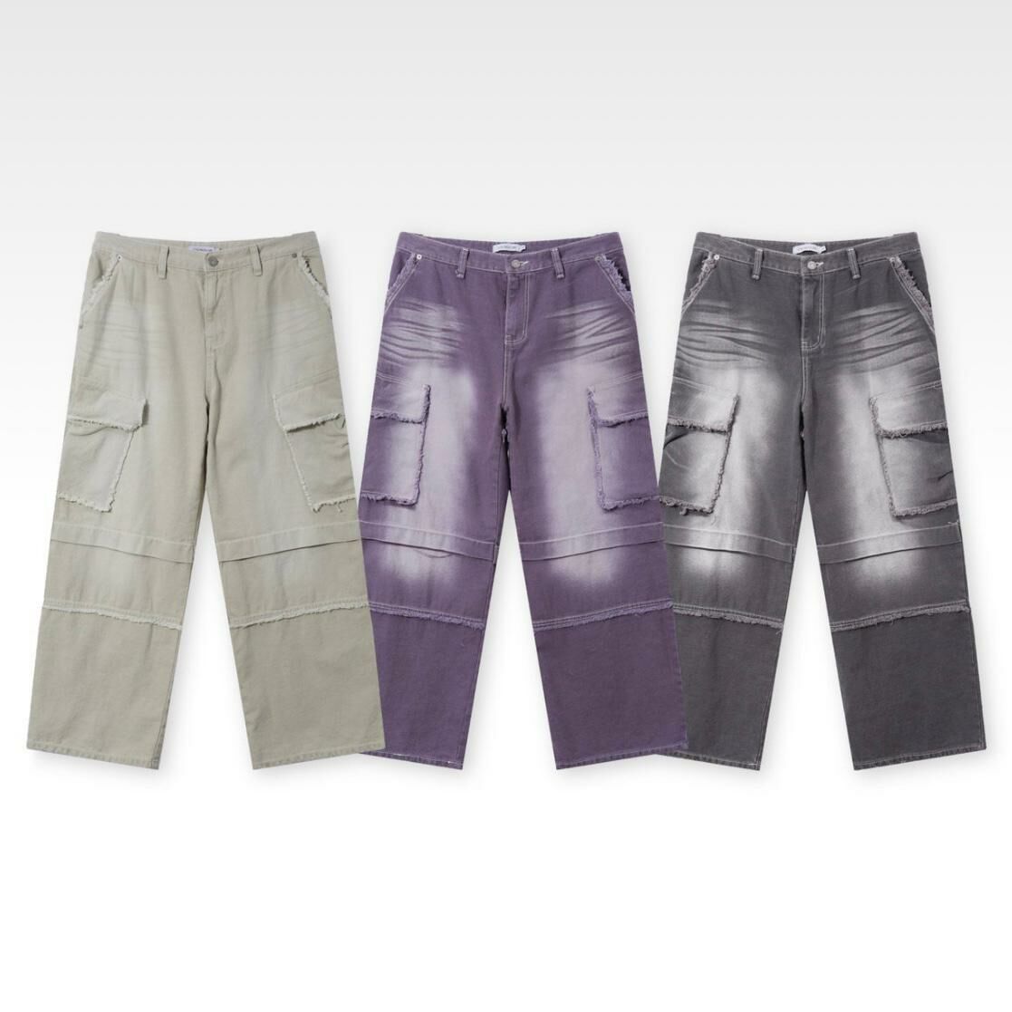 洗水淨色工裝鬆身褲 UNUSED-012P