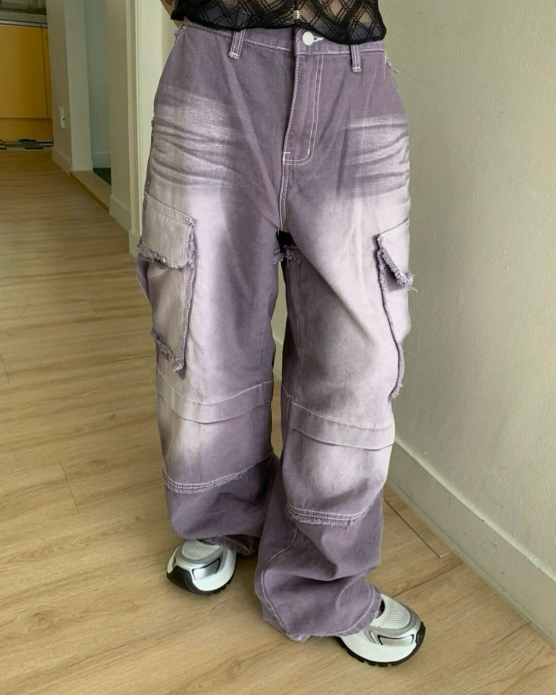 洗水淨色工裝鬆身褲 UNUSED-012P