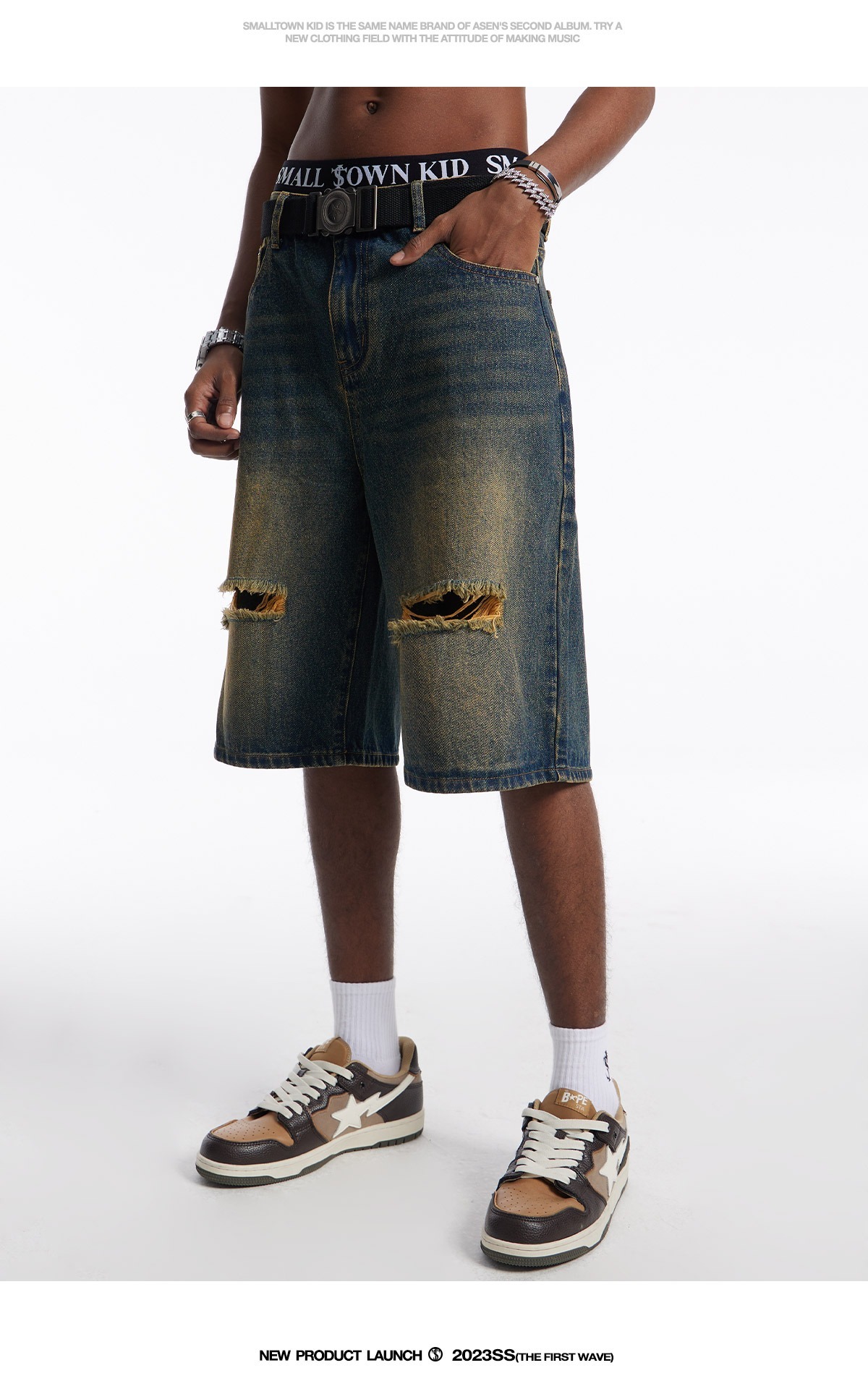 STK SmallTownKid suede panel shorts