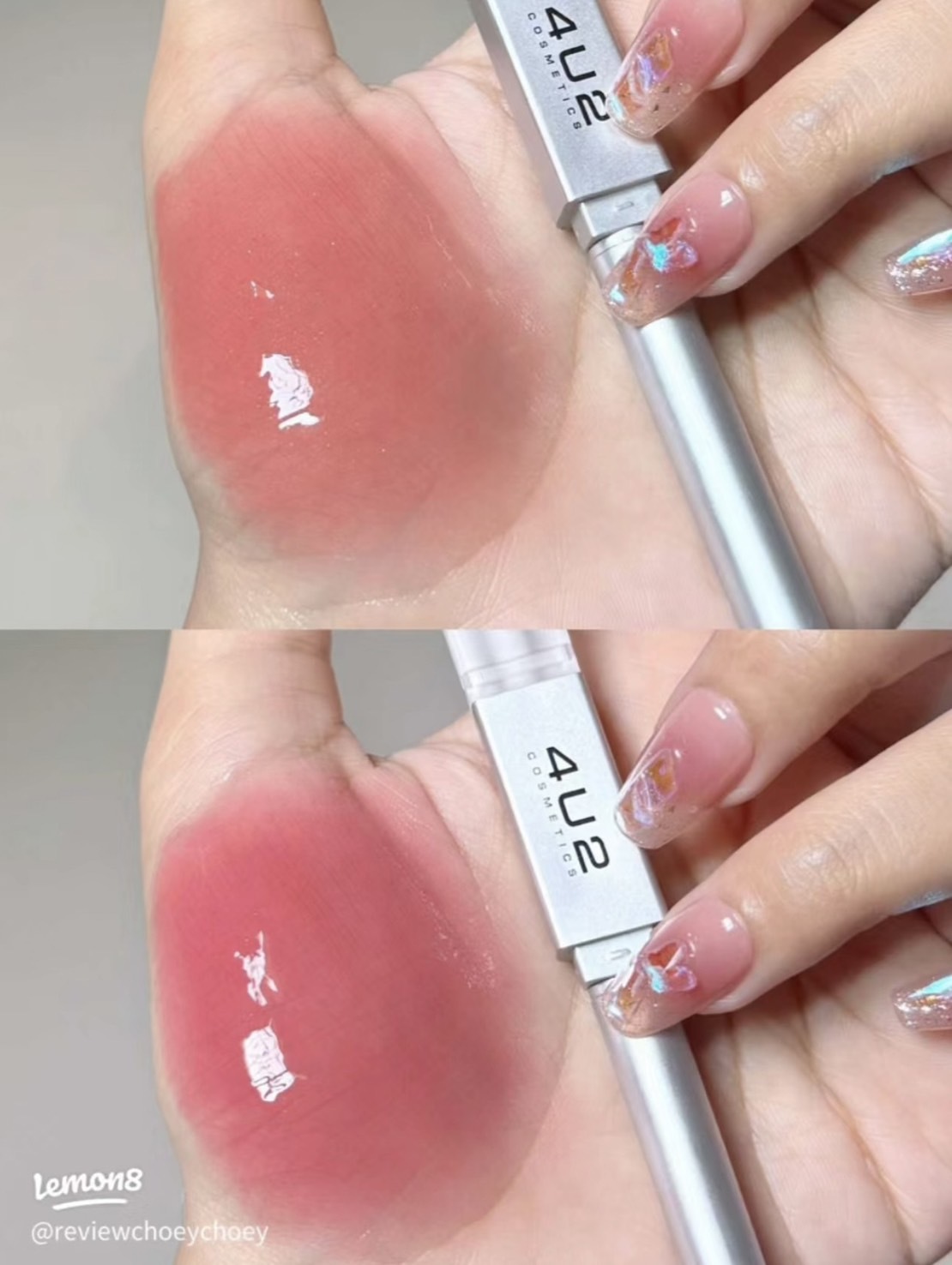 #現貨 泰國 4U2雙頭唇膏 鏡面水光 二合一口紅