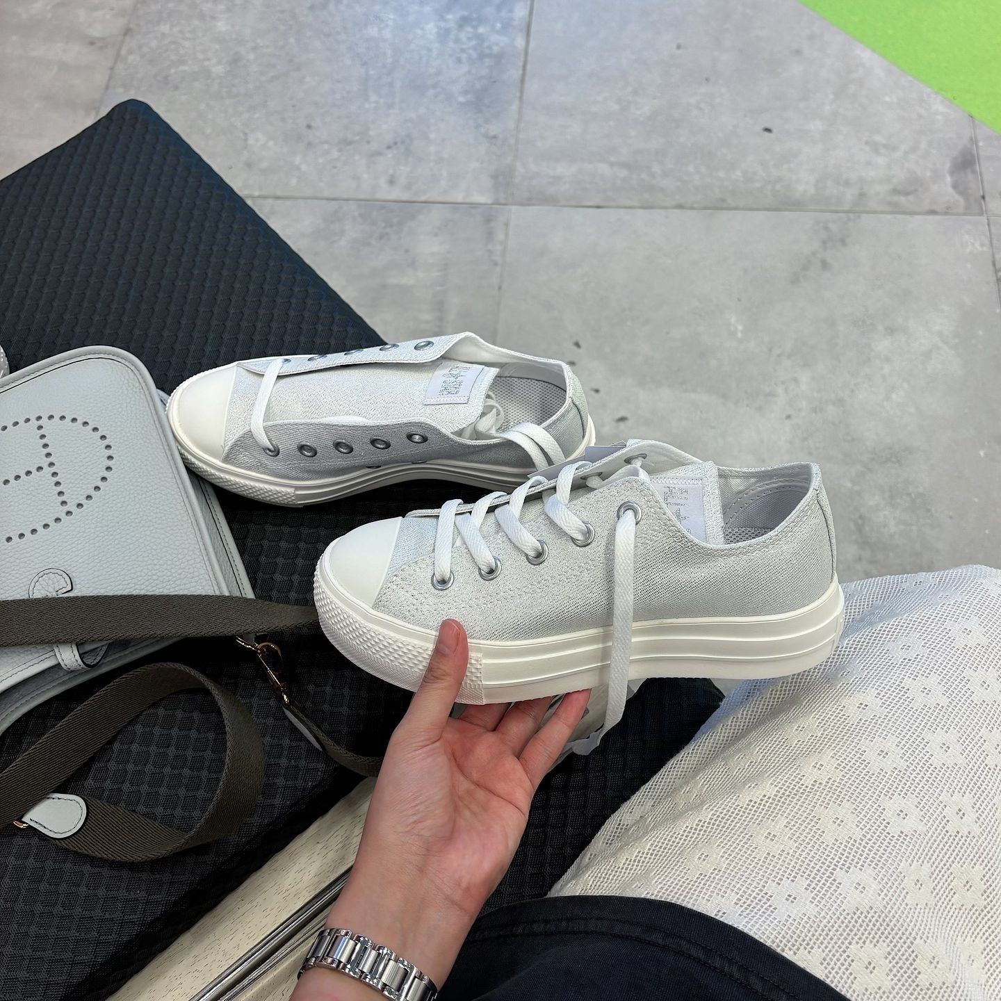 Converse AS Light Plts Shinycanvas OX 日本限定 白銀 帆布鞋 31312851