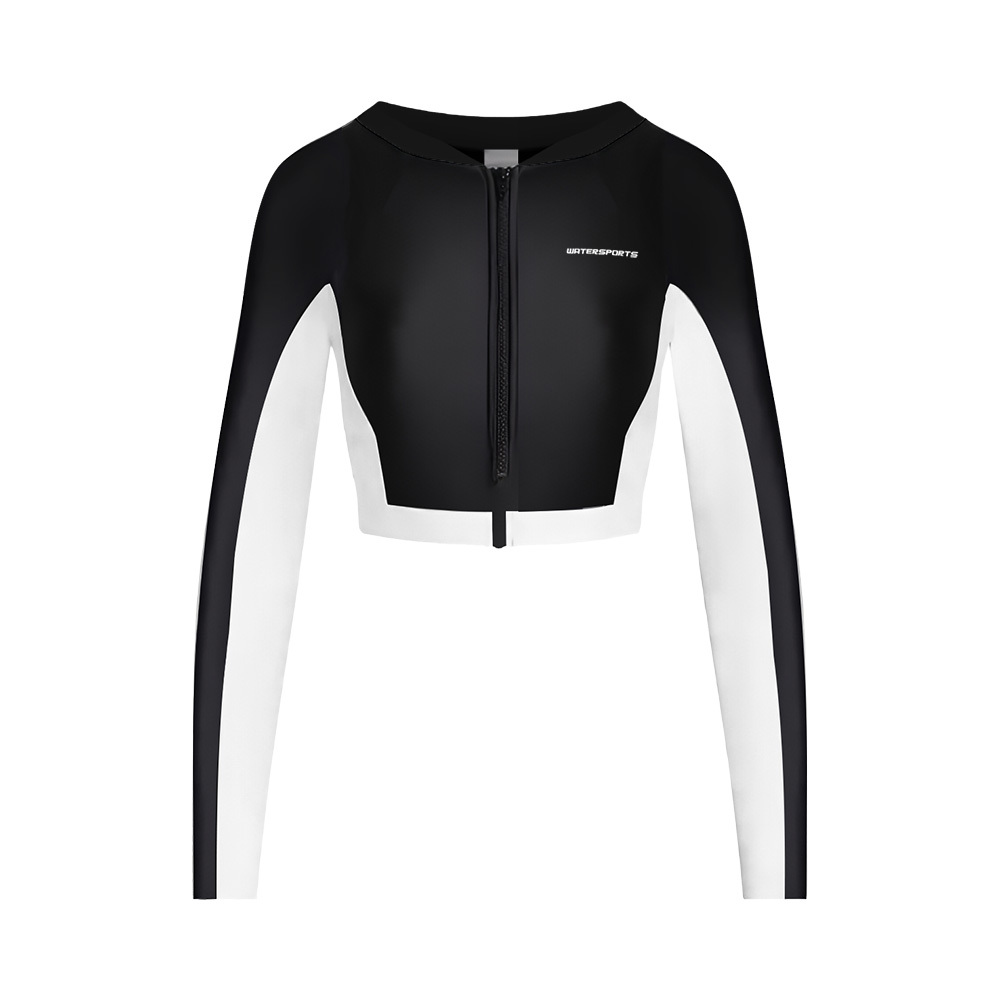 女士 Sea Dive 長袖露腰防曬夾克 - 黑/白