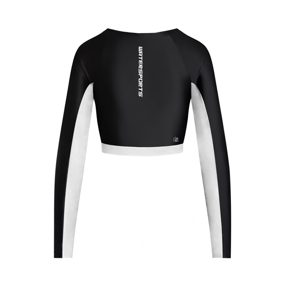 女士 Sea Dive 長袖露腰防曬夾克 - 黑/白