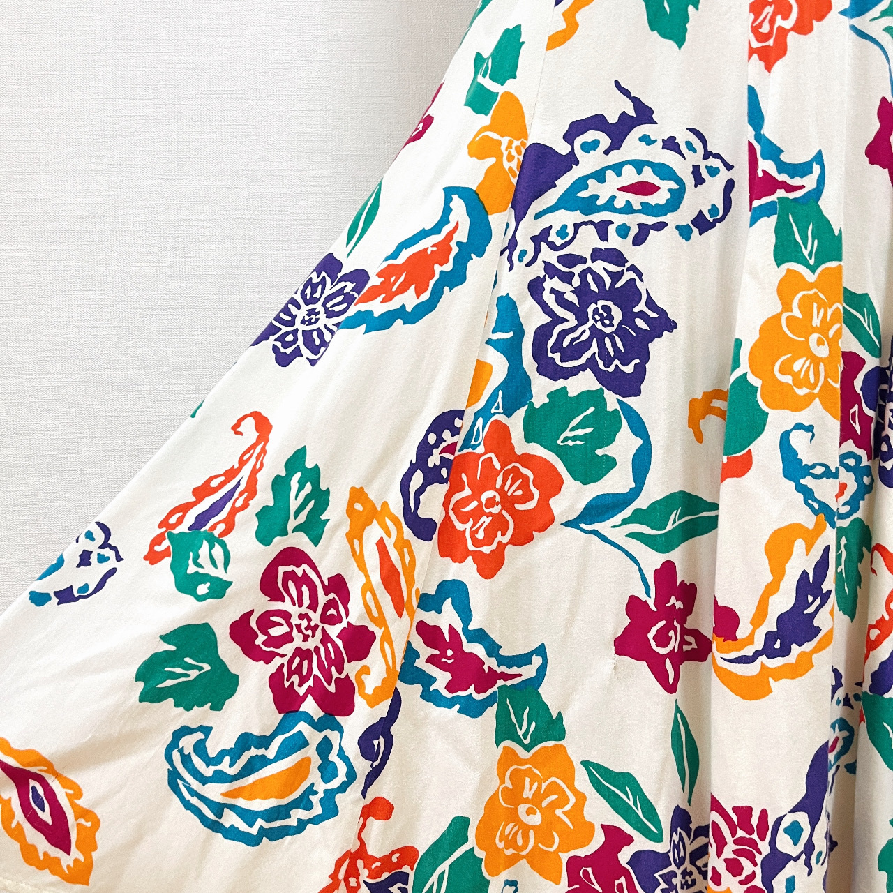 彩色花卉剪紙藝術古着半裙