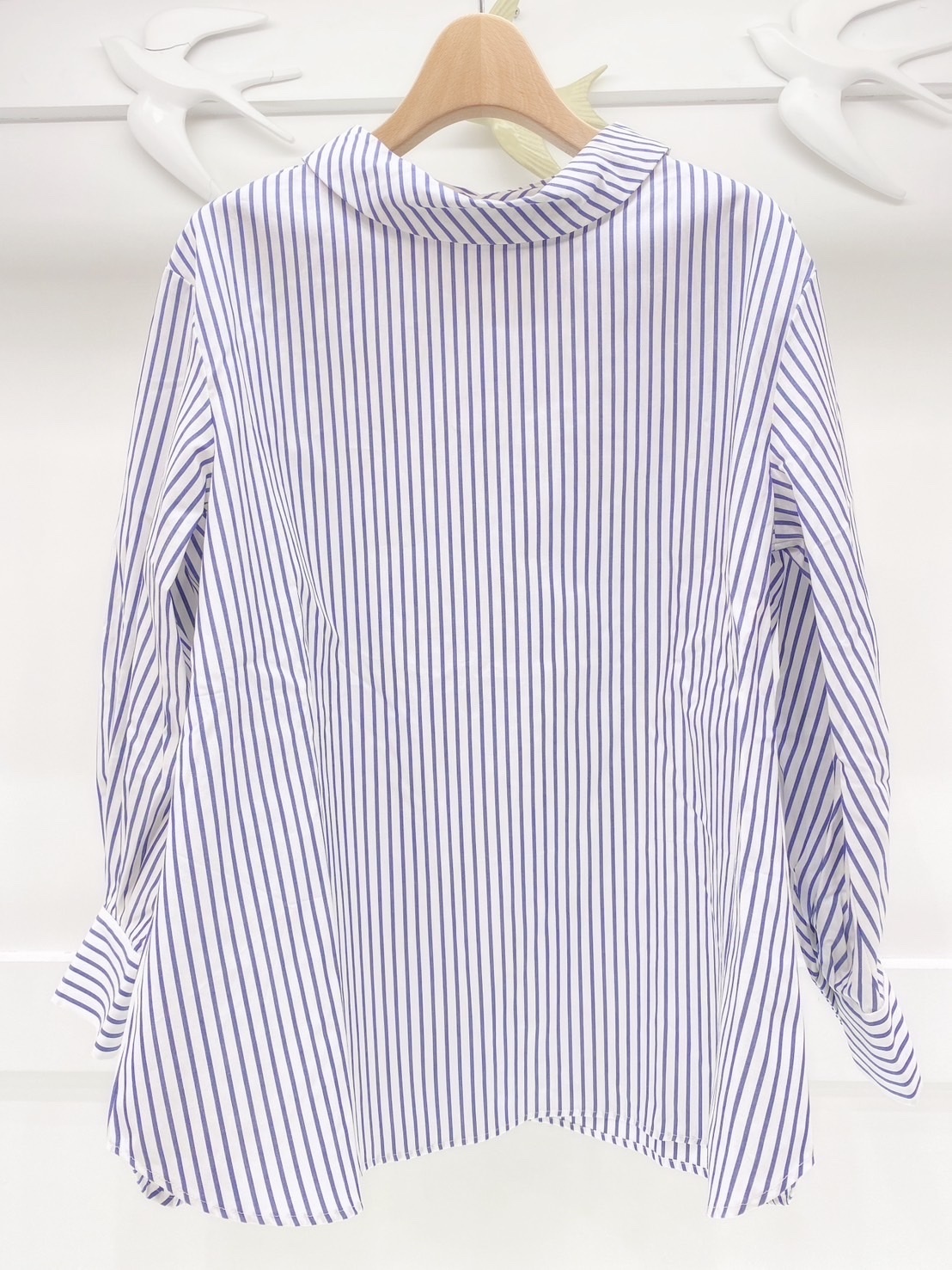 立領直條紋襯衫