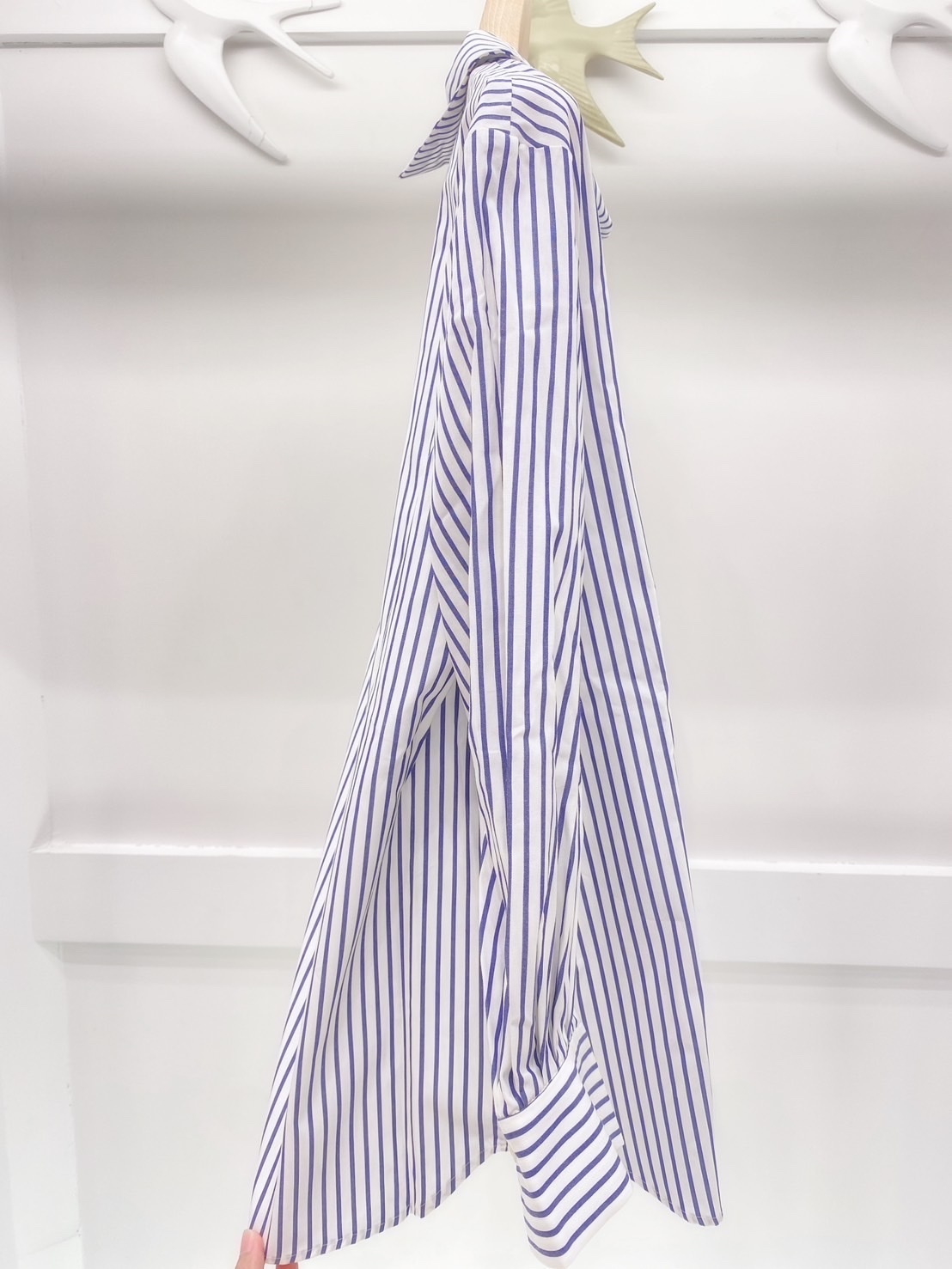 立領直條紋襯衫