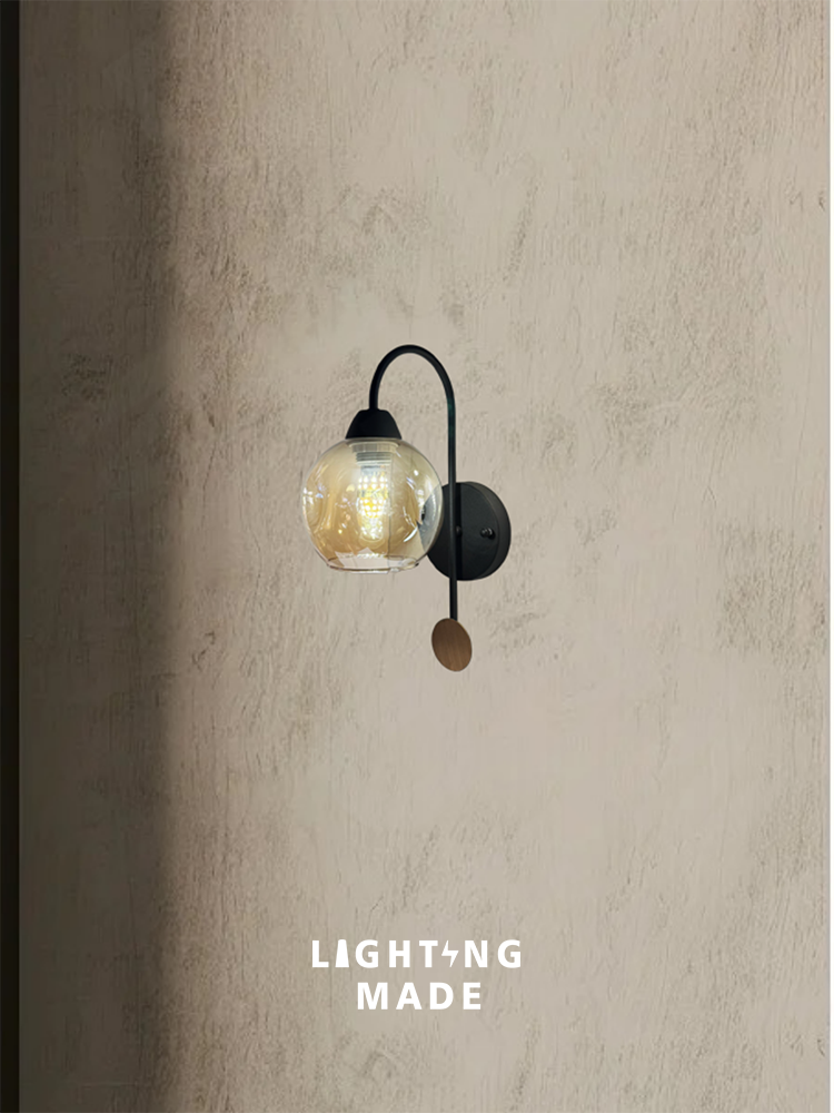 琥珀圓球玻璃鐘擺 壁燈