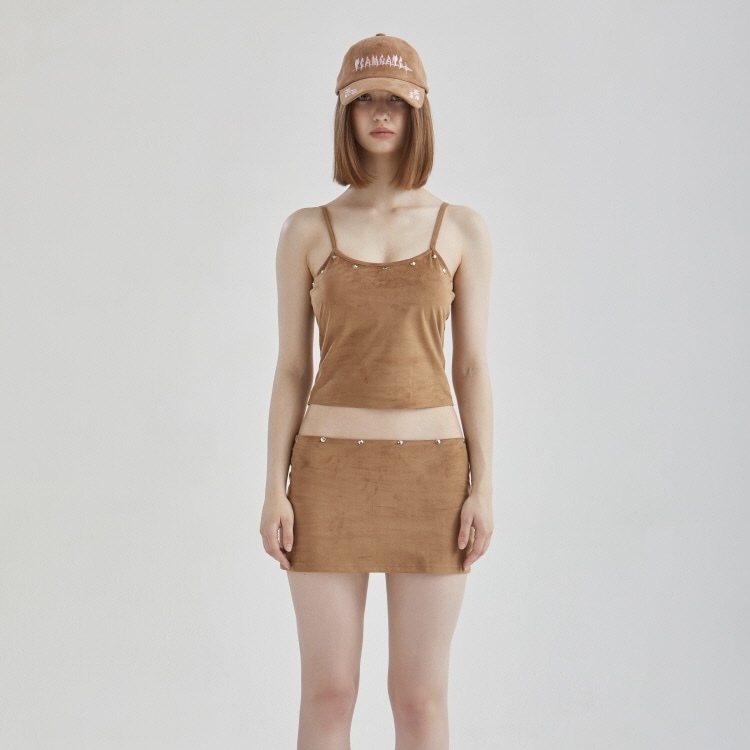 [GATELESS] VELVET STUD SKIRT